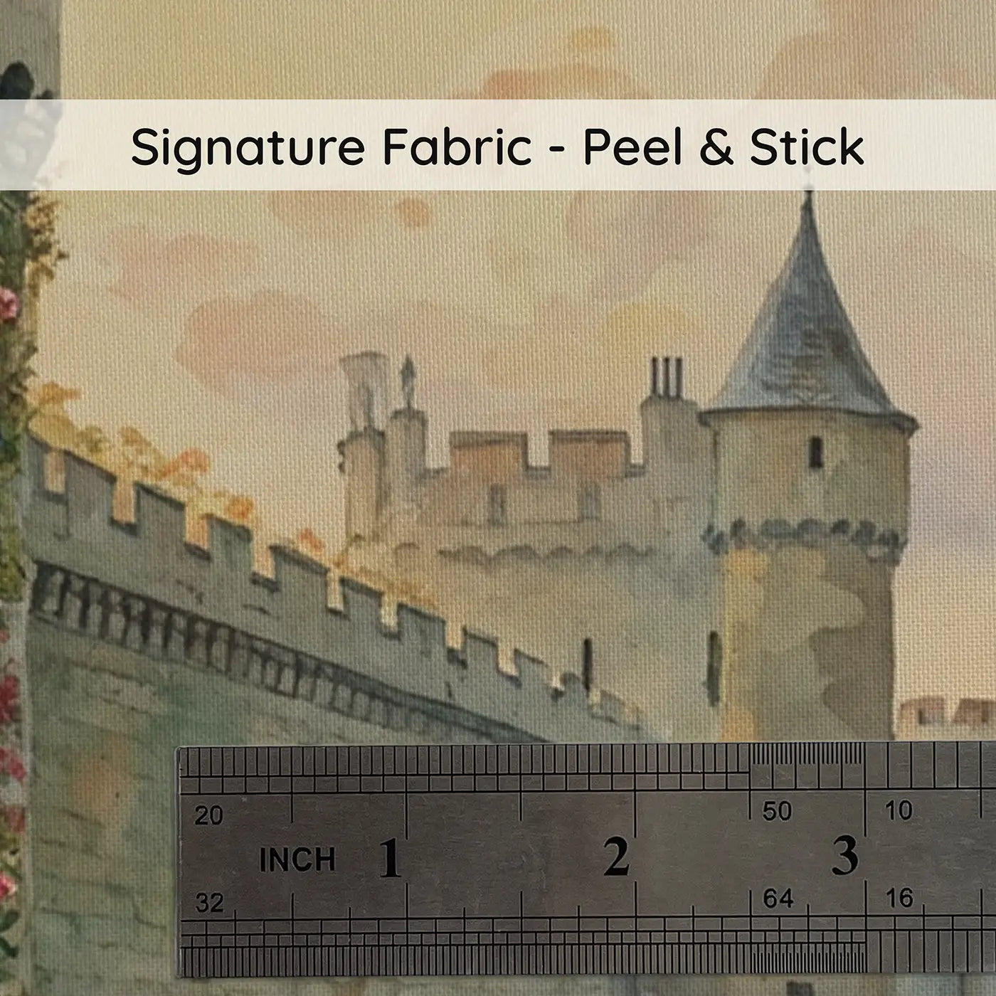 Fabric texture close-up of Castle Moat and Swans Wallpaper Mural by Whimsy Tots