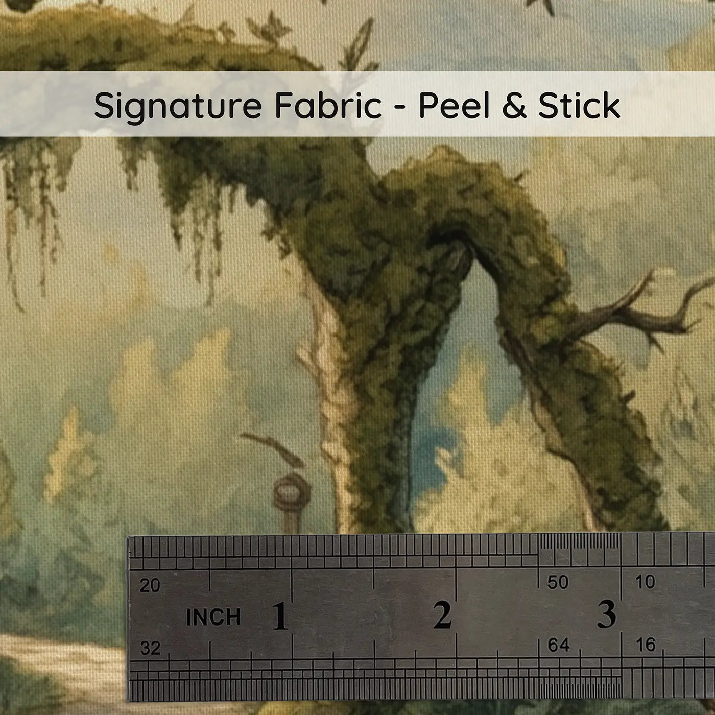 Fabric texture close-up of Enchanted Forest Castle Path Wallpaper Mural by Whimsy Tots