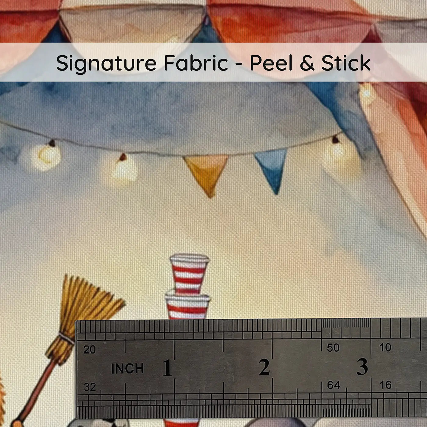 Fabric texture close-up of Circus Cleanup Crew Wallpaper Mural by Whimsy Tots