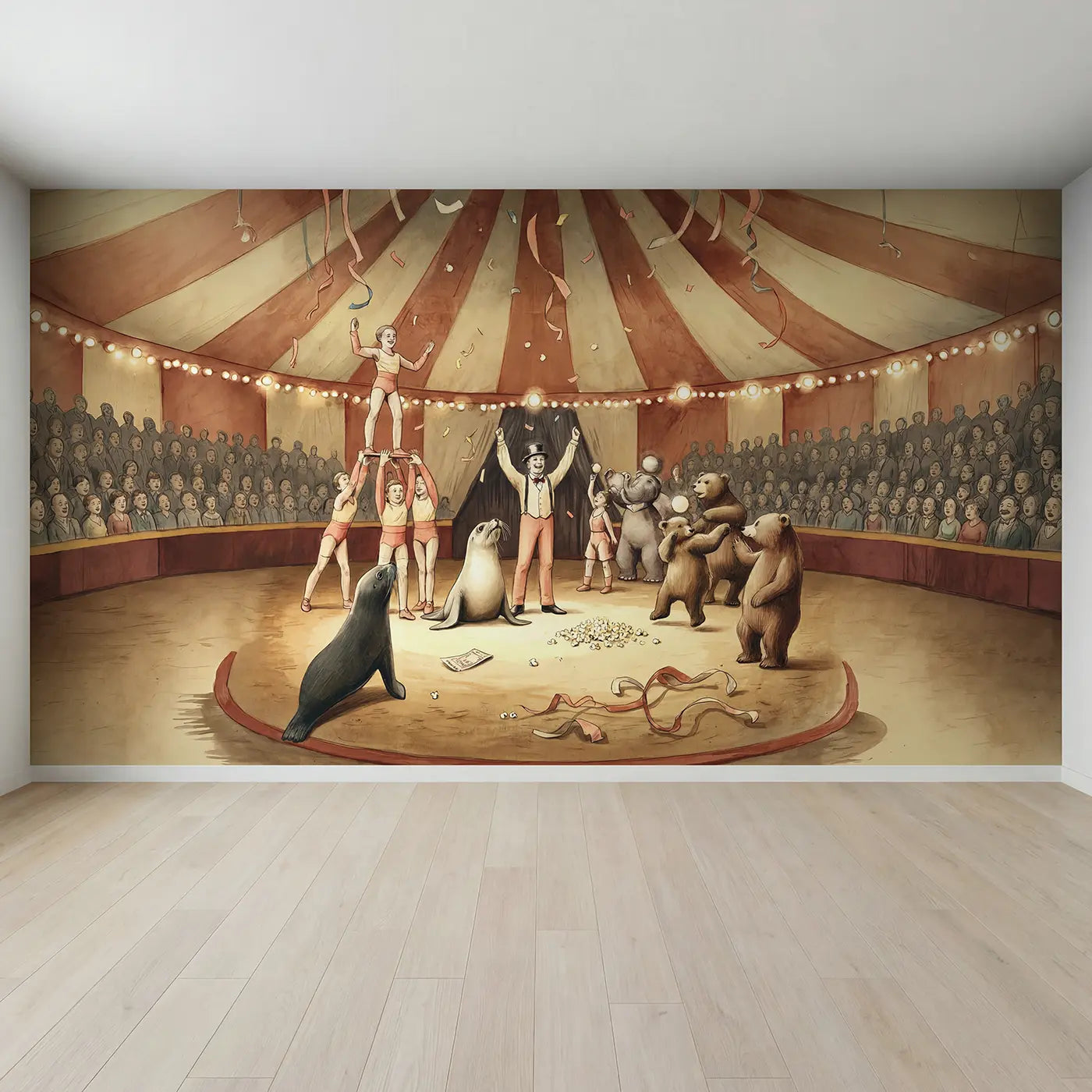 Full view of Circus Grand Finale Wallpaper Mural by Whimsy Tots