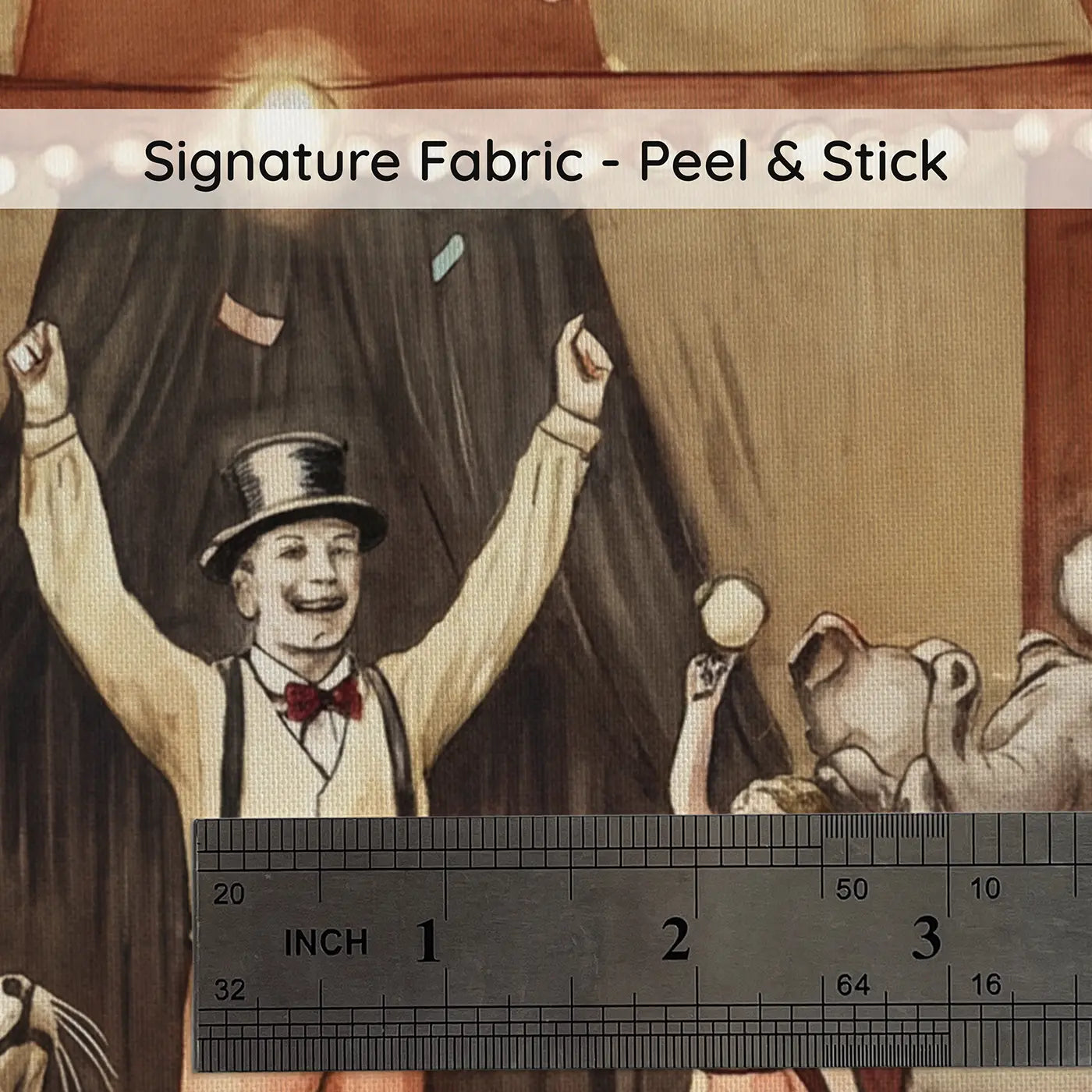 Fabric texture close-up of Circus Grand Finale Wallpaper Mural by Whimsy Tots