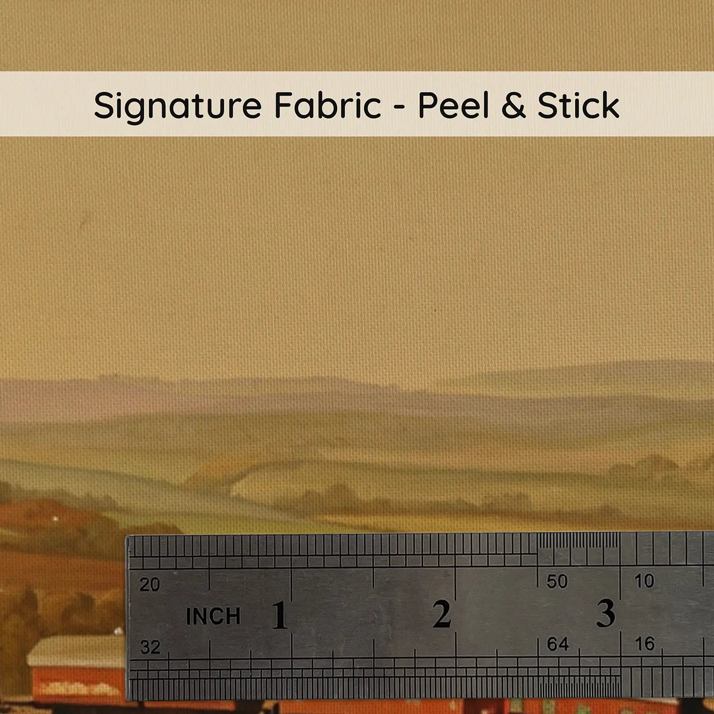 Fabric texture close-up of Circus Train Winding Countryside Wallpaper Mural by Whimsy Tots