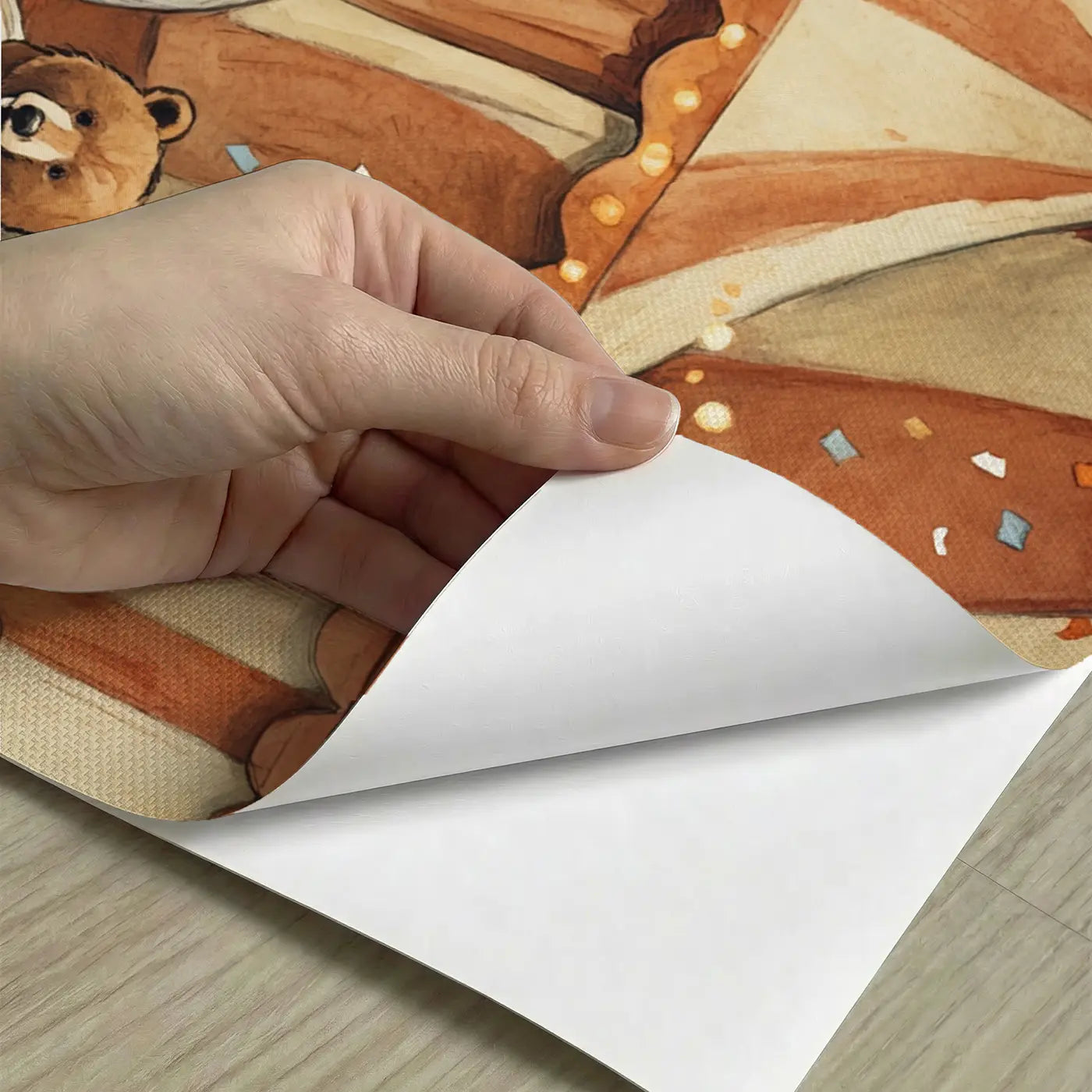 Peel-and-stick detail of Circus Curtain Call Wallpaper Mural by Whimsy Tots