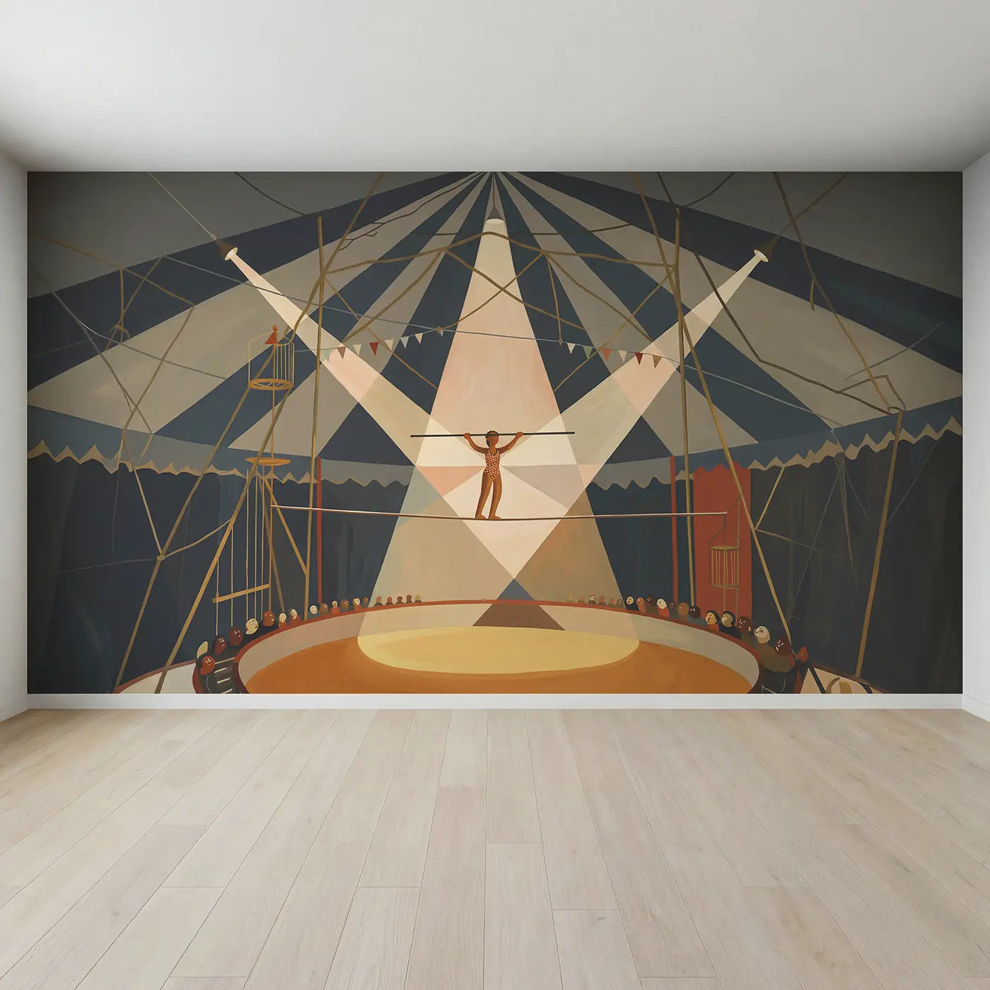 Full view of Circus Tightrope Walker Wallpaper Mural by Whimsy Tots