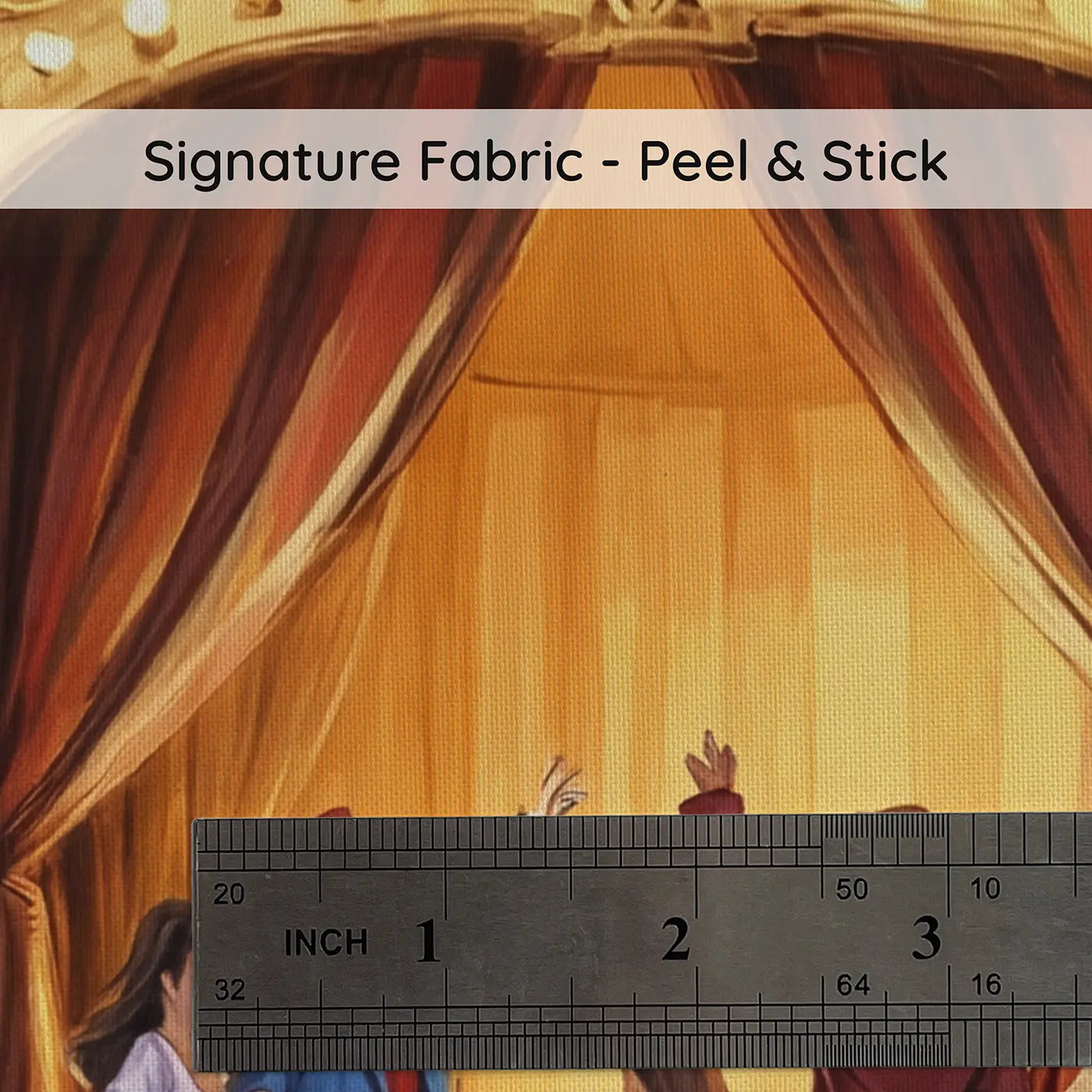 Fabric texture close-up of Circus Ticket Booth Queue Wallpaper Mural by Whimsy Tots