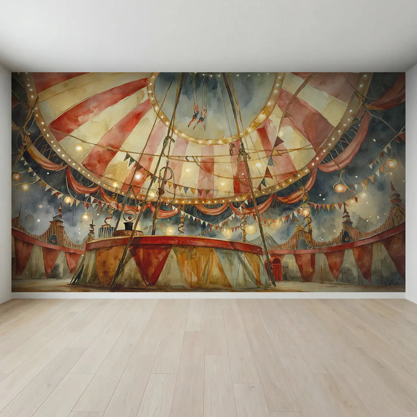 Full view of Inside the Big Top Wallpaper Mural by Whimsy Tots