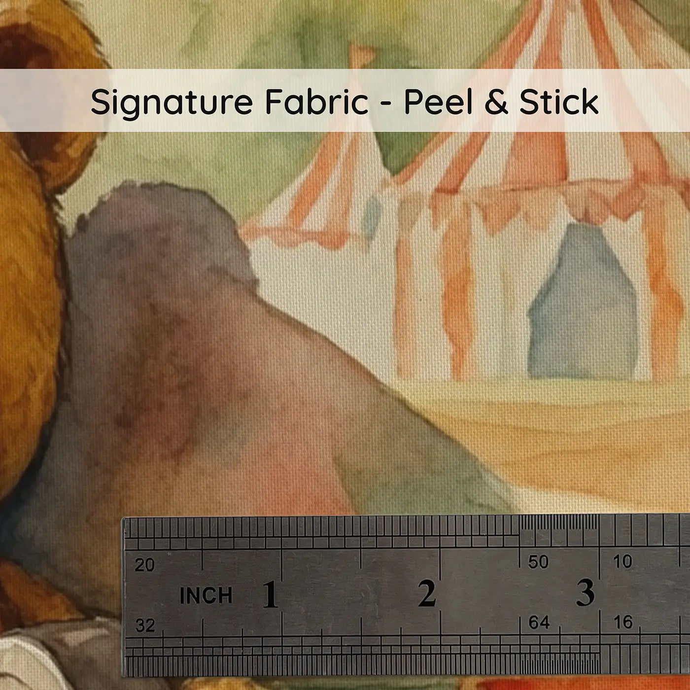 Fabric texture close-up of Strongman Teddy Bear Lifting Wallpaper Mural by Whimsy Tots