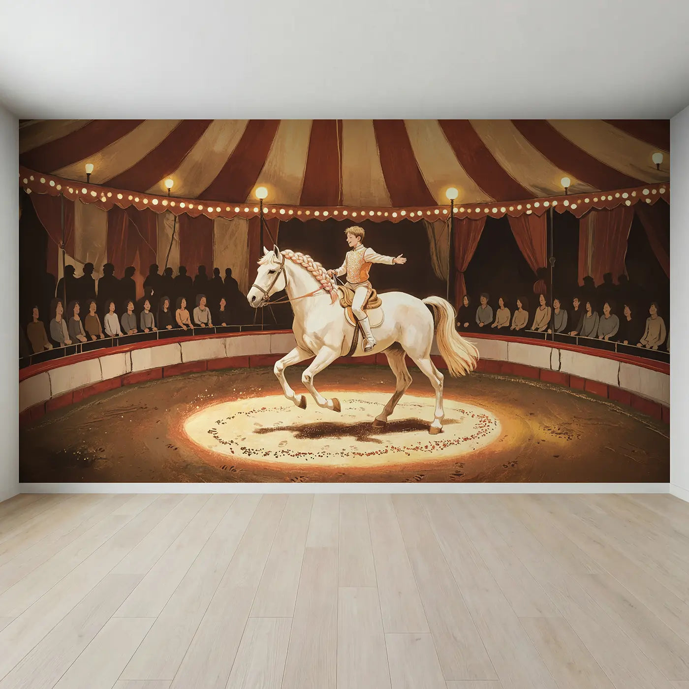 Full view of Circus Horse Rider Spotlight Wallpaper Mural by Whimsy Tots