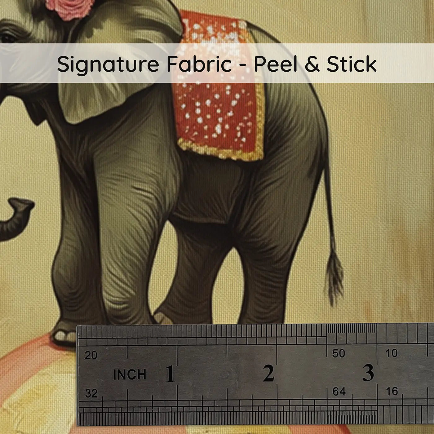 Fabric texture close-up of Circus Elephant Balance Wallpaper Mural by Whimsy Tots
