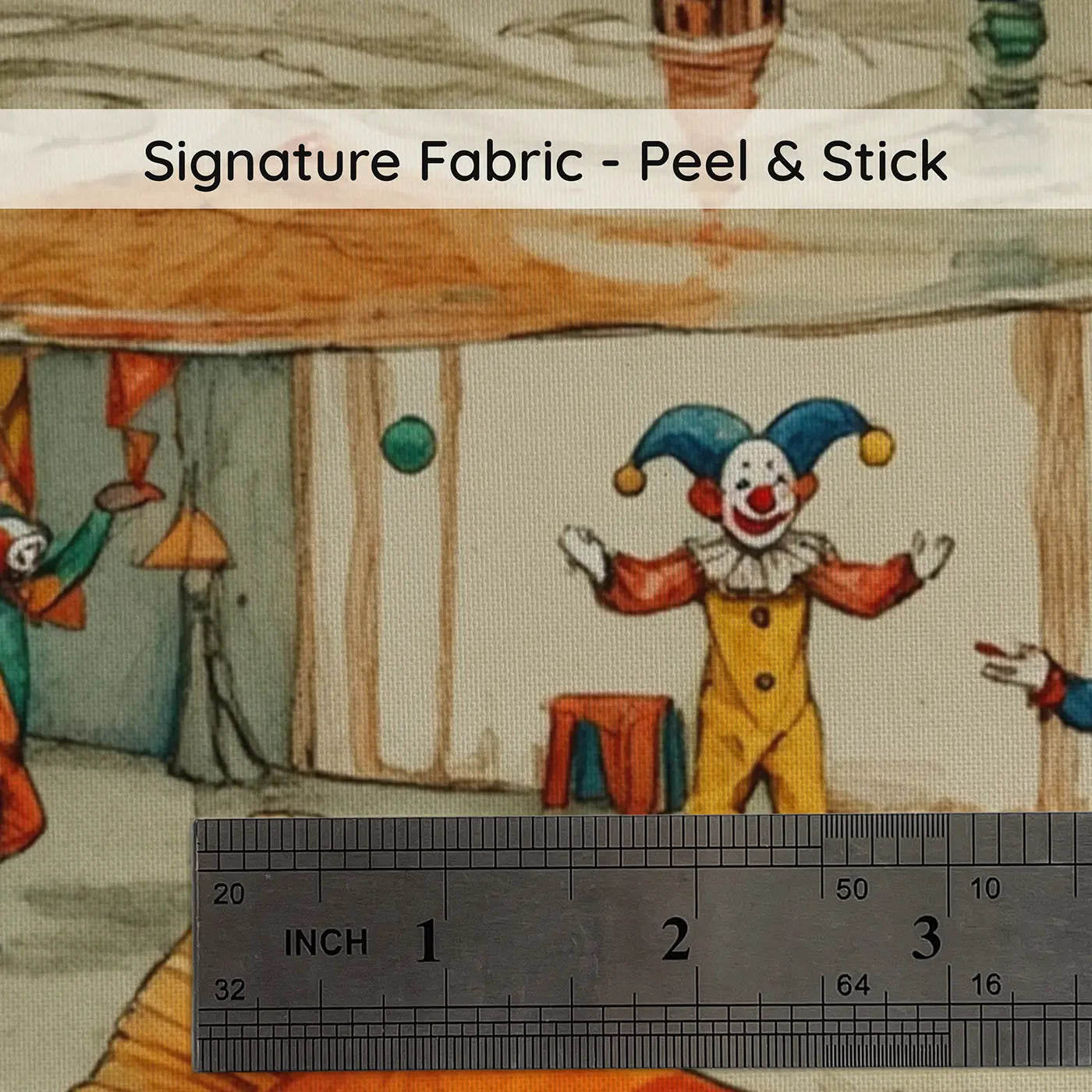 Fabric texture close-up of Goldfish Bowl Circus View Wallpaper Mural by Whimsy Tots