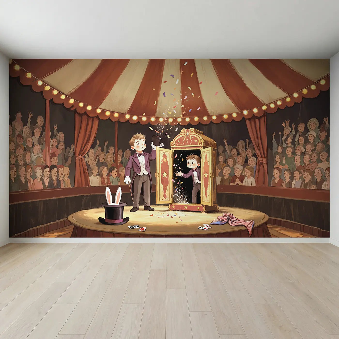 Full view of Circus Magic Cabinet Wallpaper Mural by Whimsy Tots