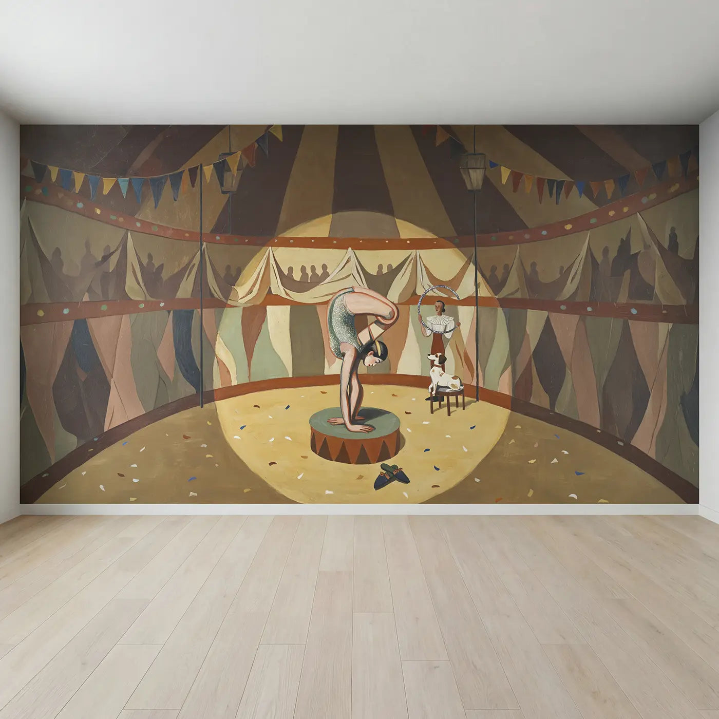 Full view of Circus Contortionist Act Wallpaper Mural by Whimsy Tots