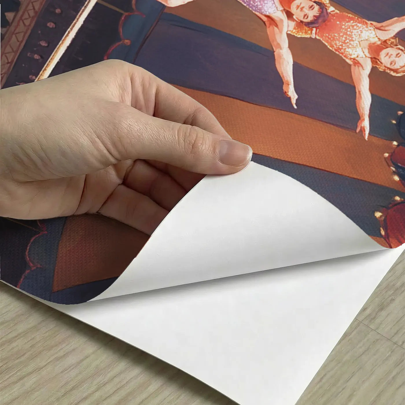 Peel-and-stick detail of Trapeze Artists Circus Pyramid Wallpaper Mural by Whimsy Tots