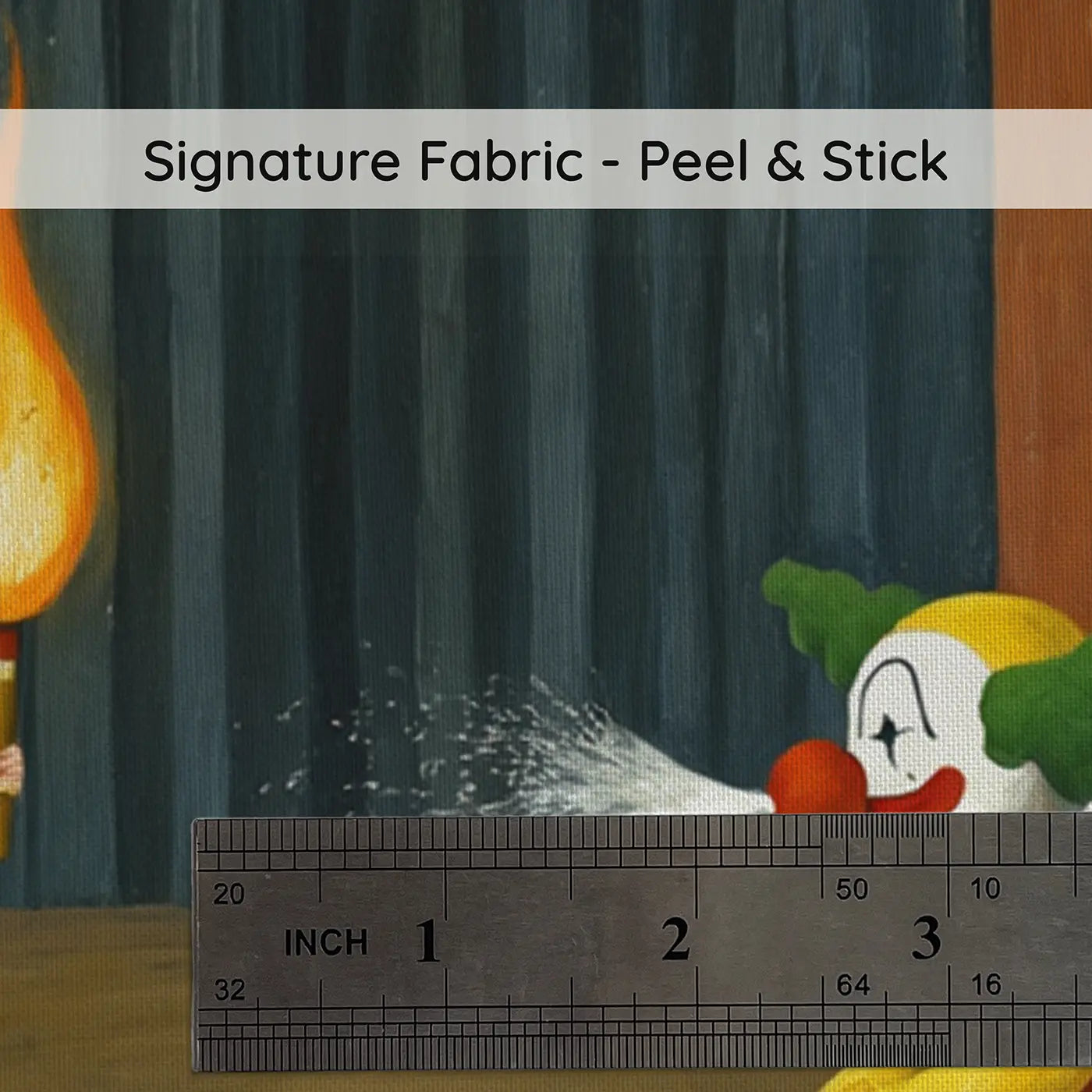 Fabric texture close-up of Circus Fire and Water Act Wallpaper Mural by Whimsy Tots