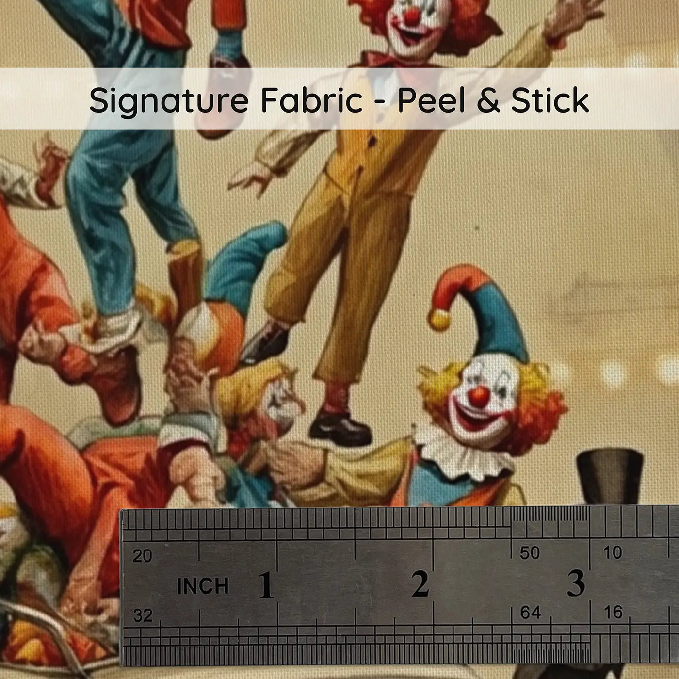 Fabric texture close-up of Circus Clown Car Comedy Wallpaper Mural by Whimsy Tots