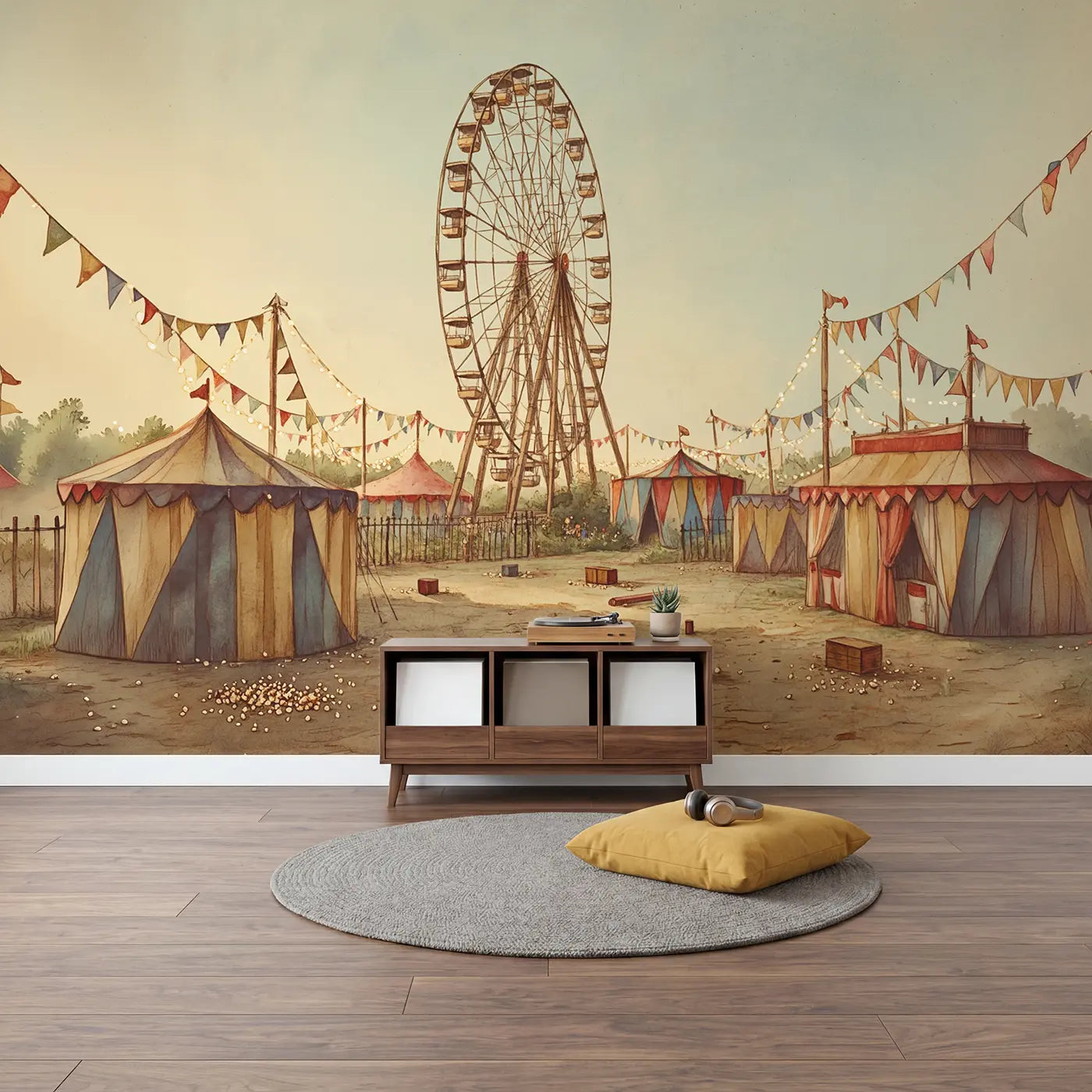 Ferris Wheel Car Top Wallpaper Mural in playroom setting by Whimsy Tots
