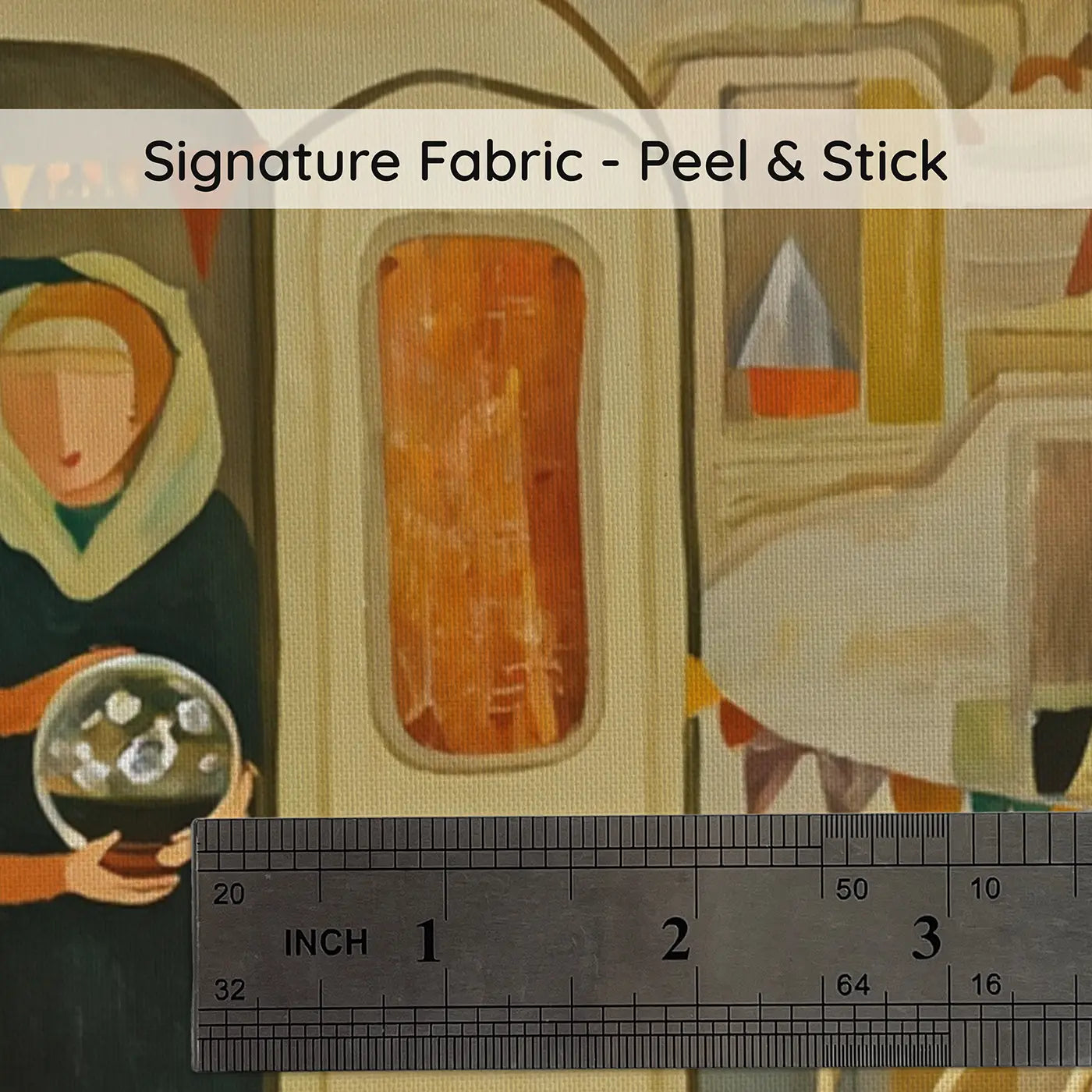 Fabric texture close-up of Fortune Teller Decorated Caravan Wallpaper Mural by Whimsy Tots