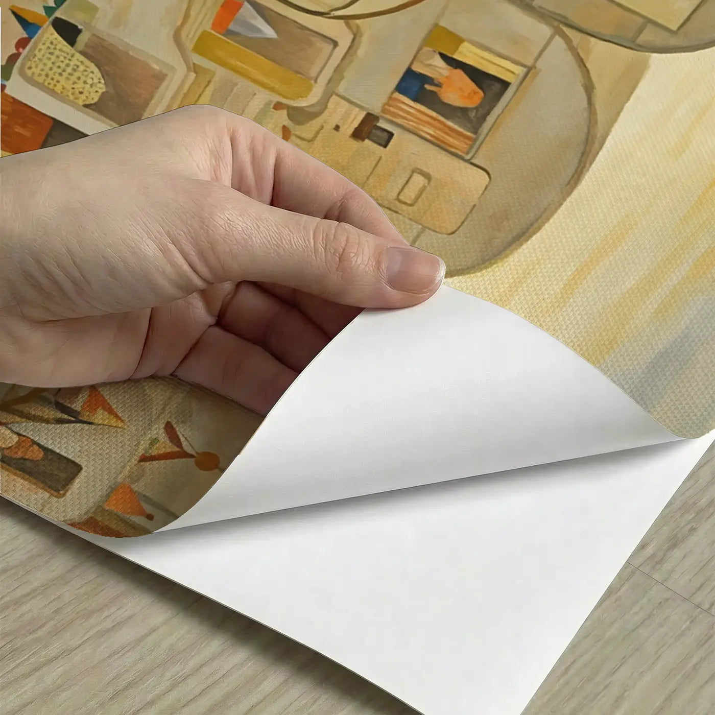 Peel-and-stick detail of Fortune Teller Decorated Caravan Wallpaper Mural by Whimsy Tots