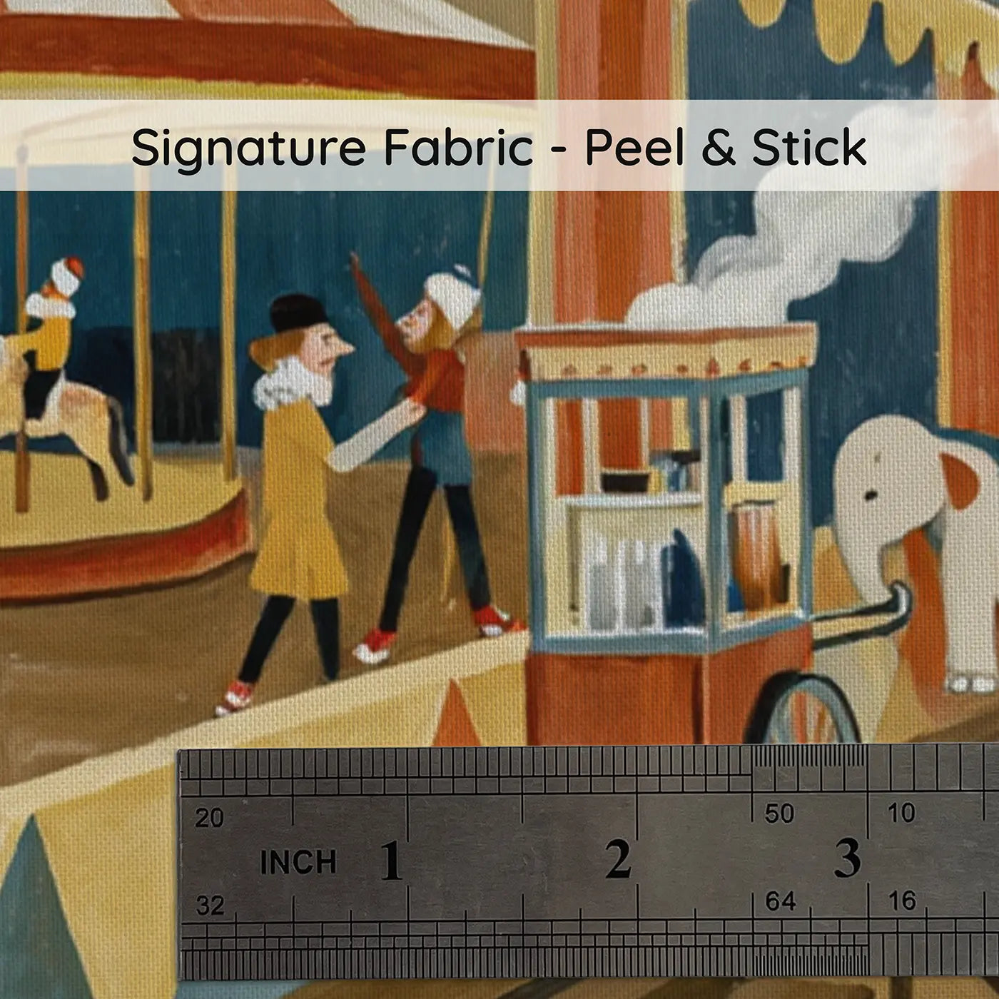 Fabric texture close-up of Winter Circus Night Wallpaper Mural by Whimsy Tots