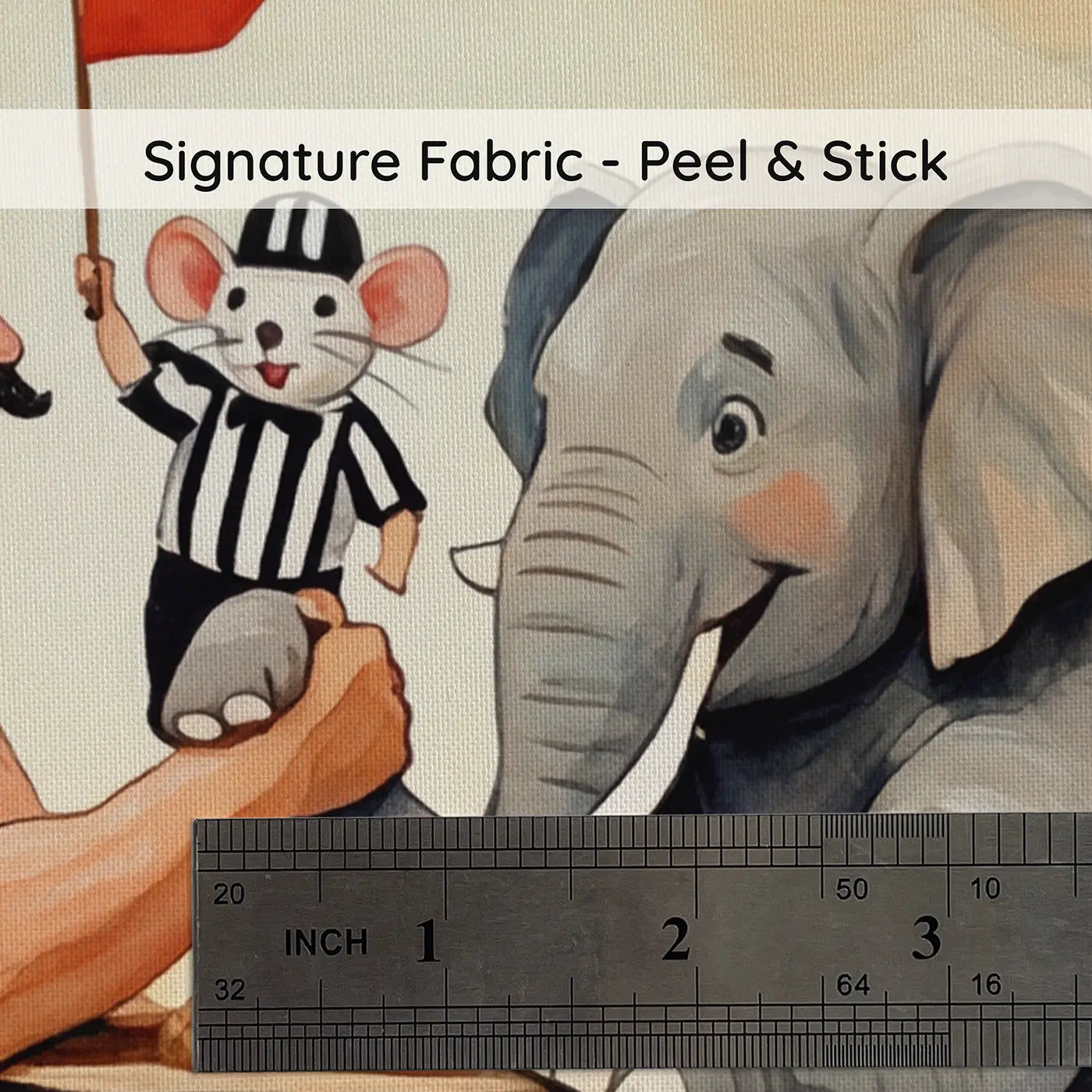 Fabric texture close-up of Circus Strength Contest Wallpaper Mural by Whimsy Tots