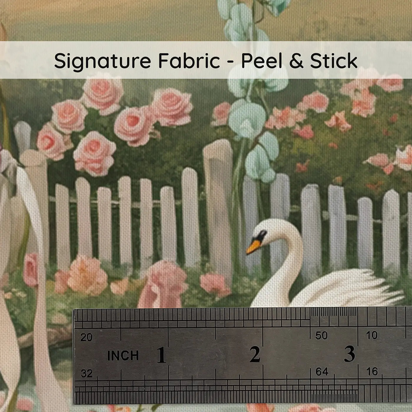 Fabric texture close-up of Ribbon Bloom Garden Wallpaper Mural by Whimsy Tots