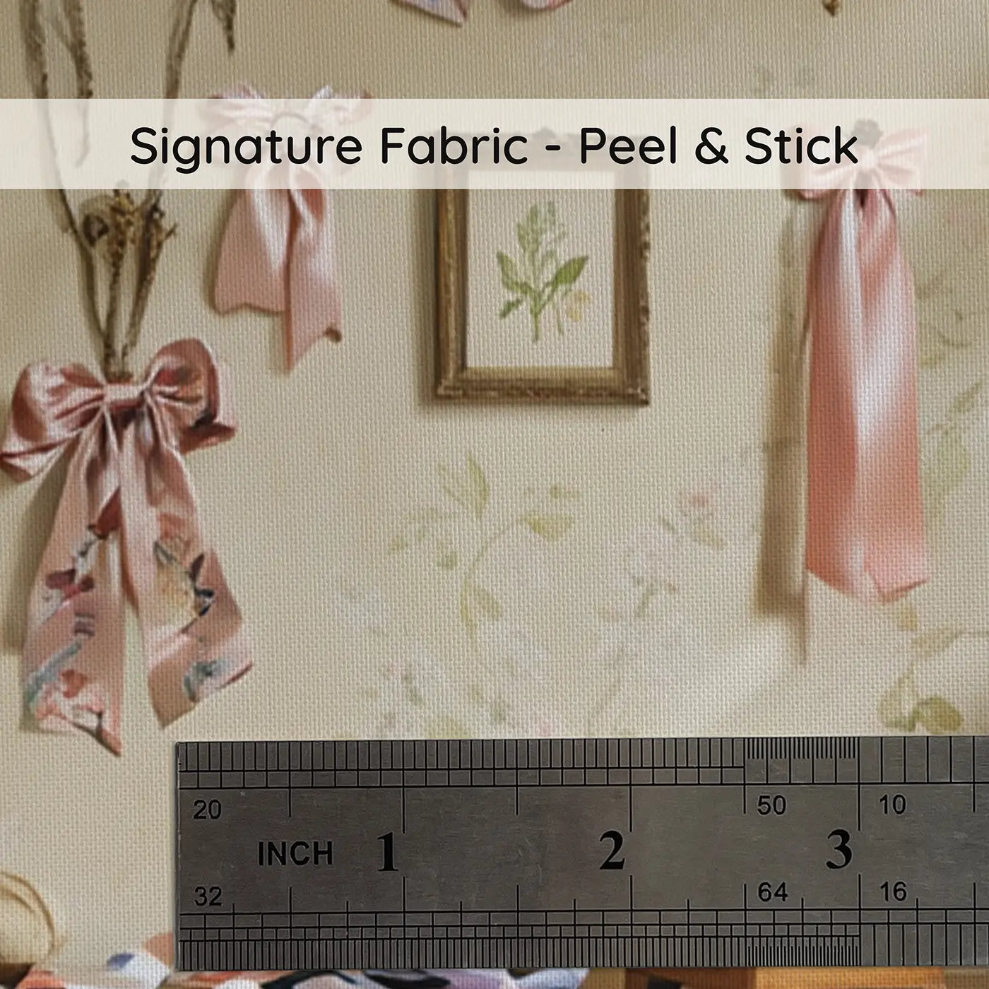 Fabric texture close-up of Ribbon Workshop Craft Scene Wallpaper Mural by Whimsy Tots