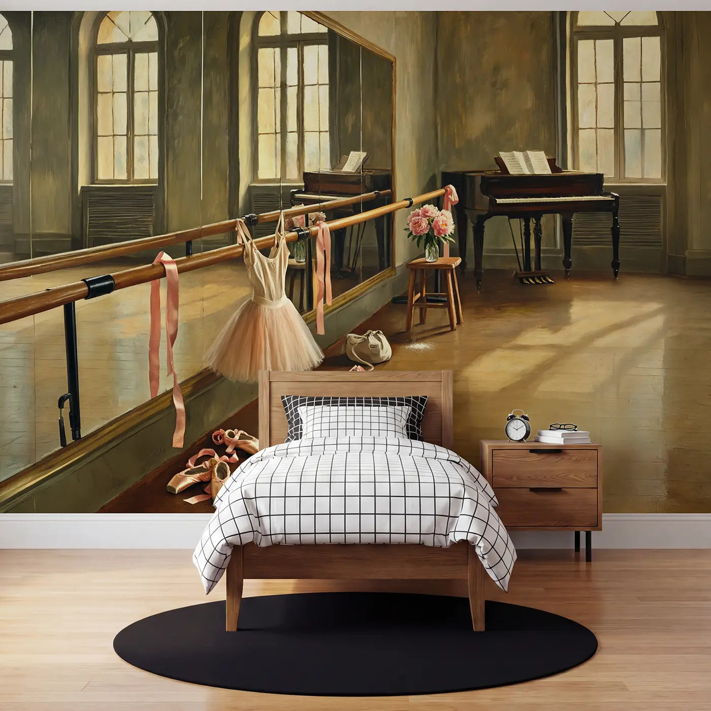 Painted Landscape ballet studio afternoon wallpaper mural for kids room by Whimsy Tots