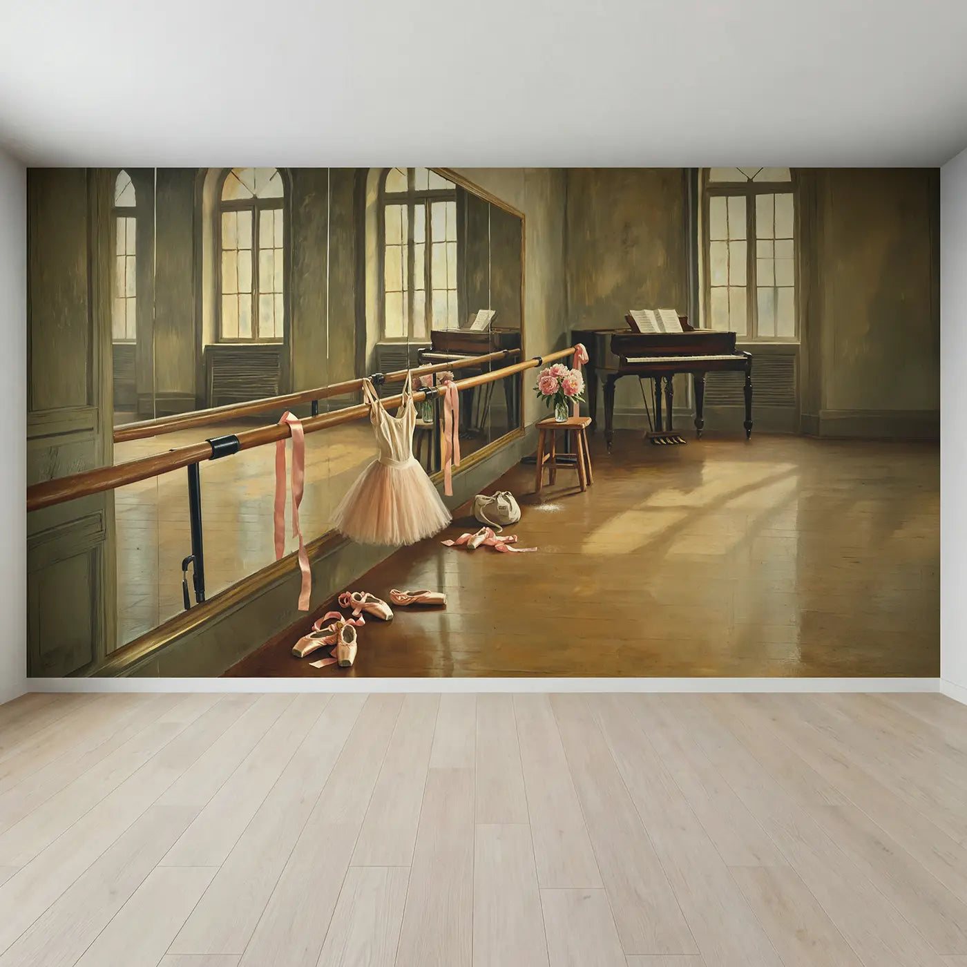 Full view of Ballet Studio Afternoon Wallpaper Mural by Whimsy Tots