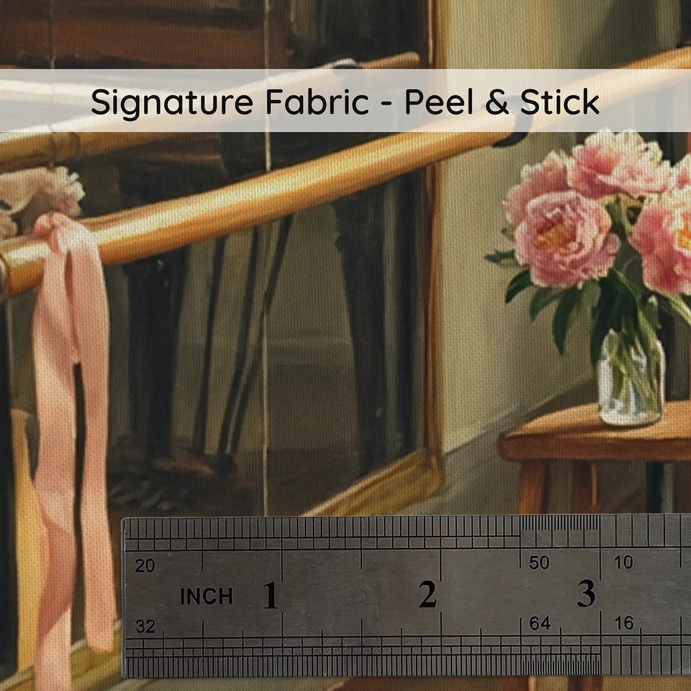 Fabric texture close-up of Ballet Studio Afternoon Wallpaper Mural by Whimsy Tots