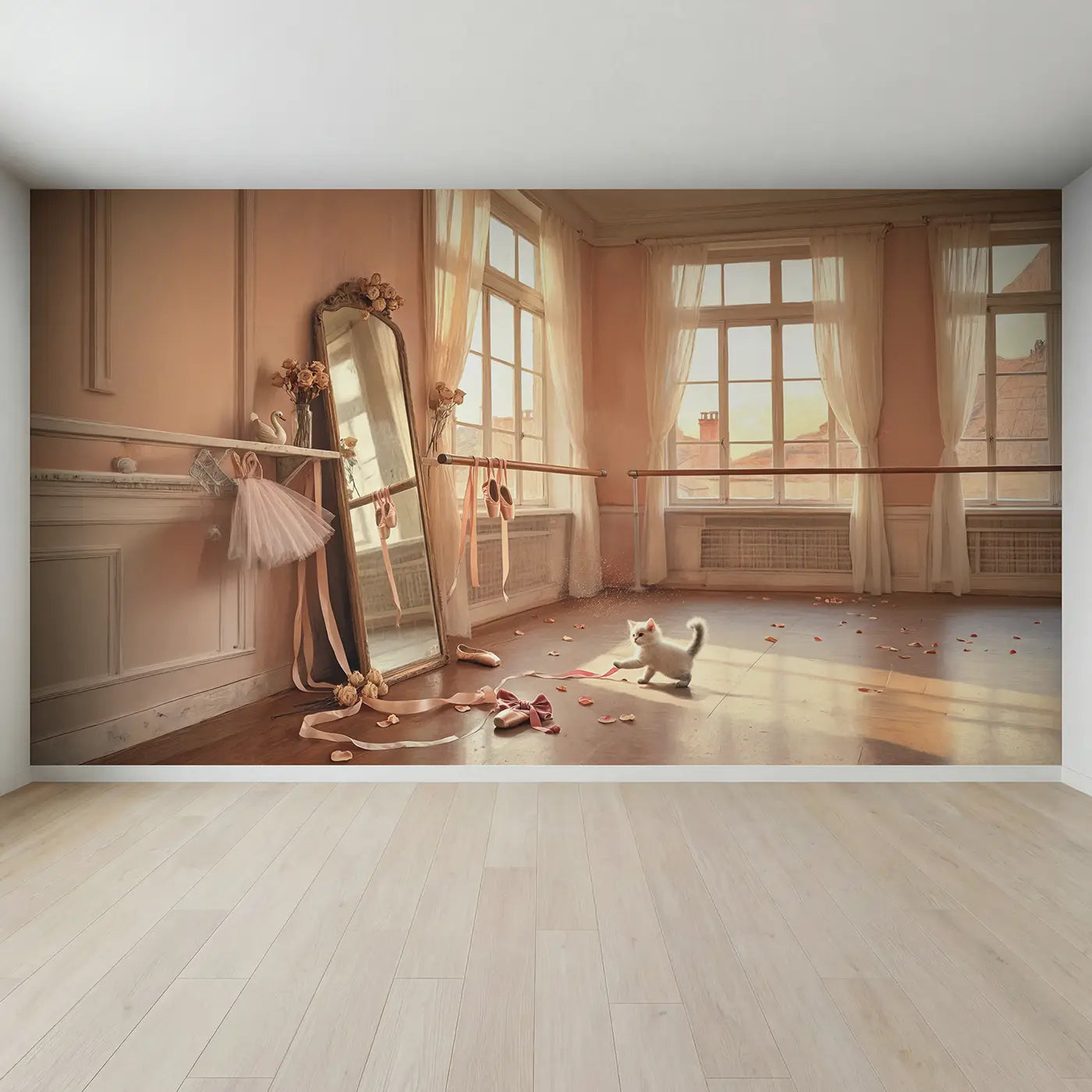 Full view of Ballet Studio Afternoon Wallpaper Mural by Whimsy Tots