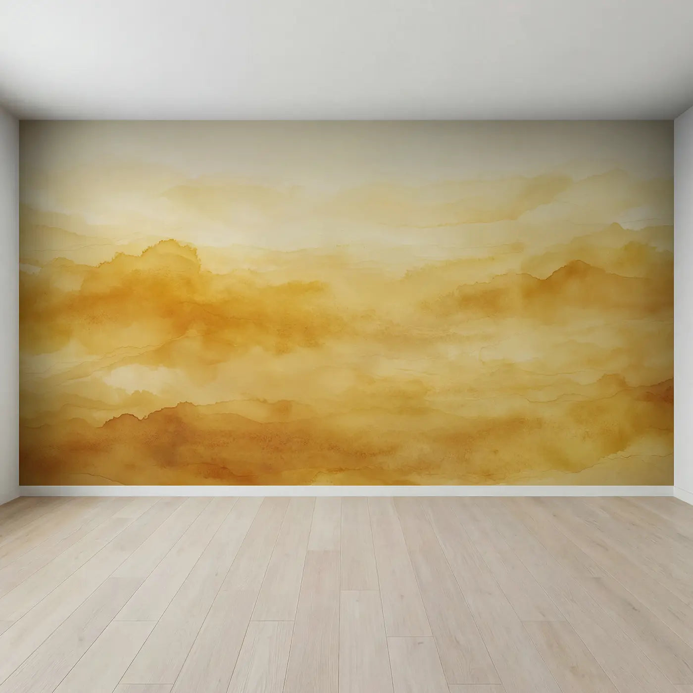 Full view of Golden Amber Color Field Wallpaper Mural by Whimsy Tots