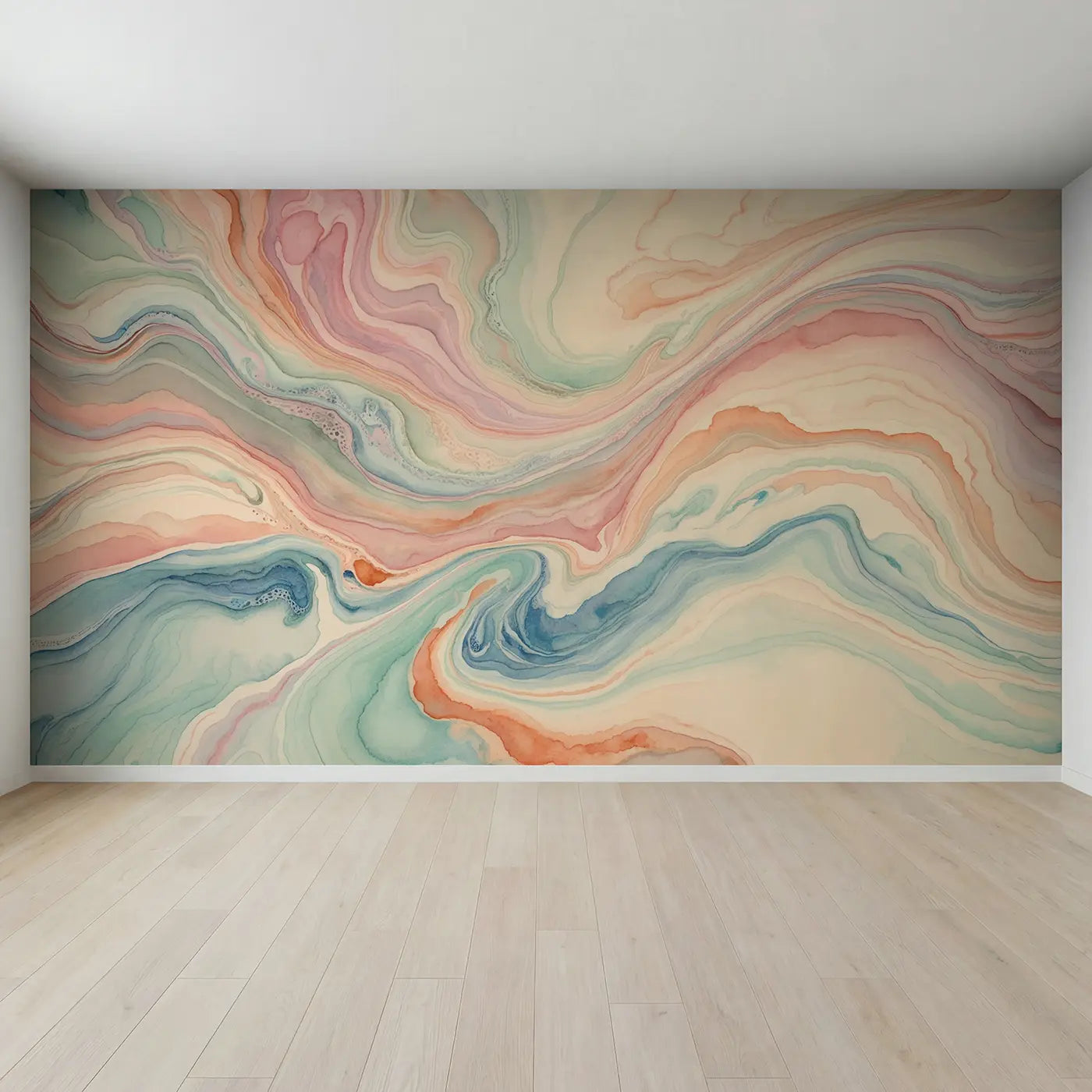 Full view of Pastel Fluid Art Pour Wallpaper Mural by Whimsy Tots