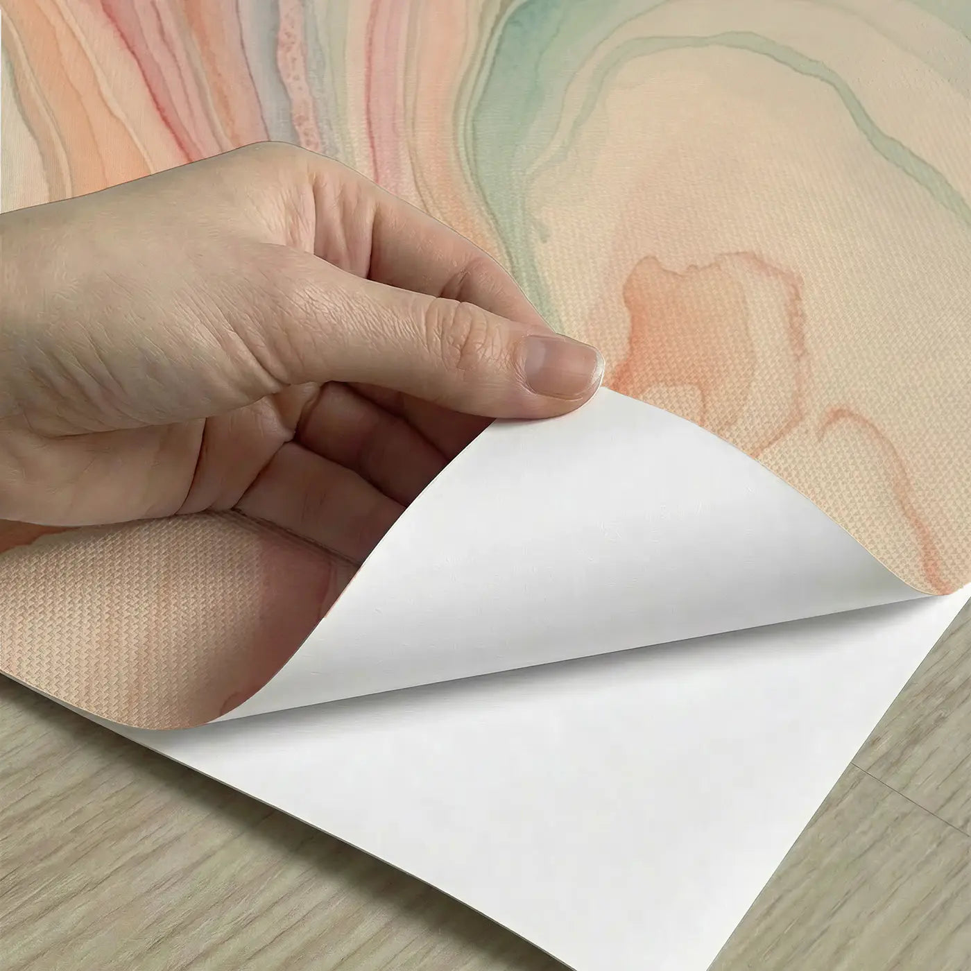 Peel-and-stick detail of Pastel Fluid Art Pour Wallpaper Mural by Whimsy Tots