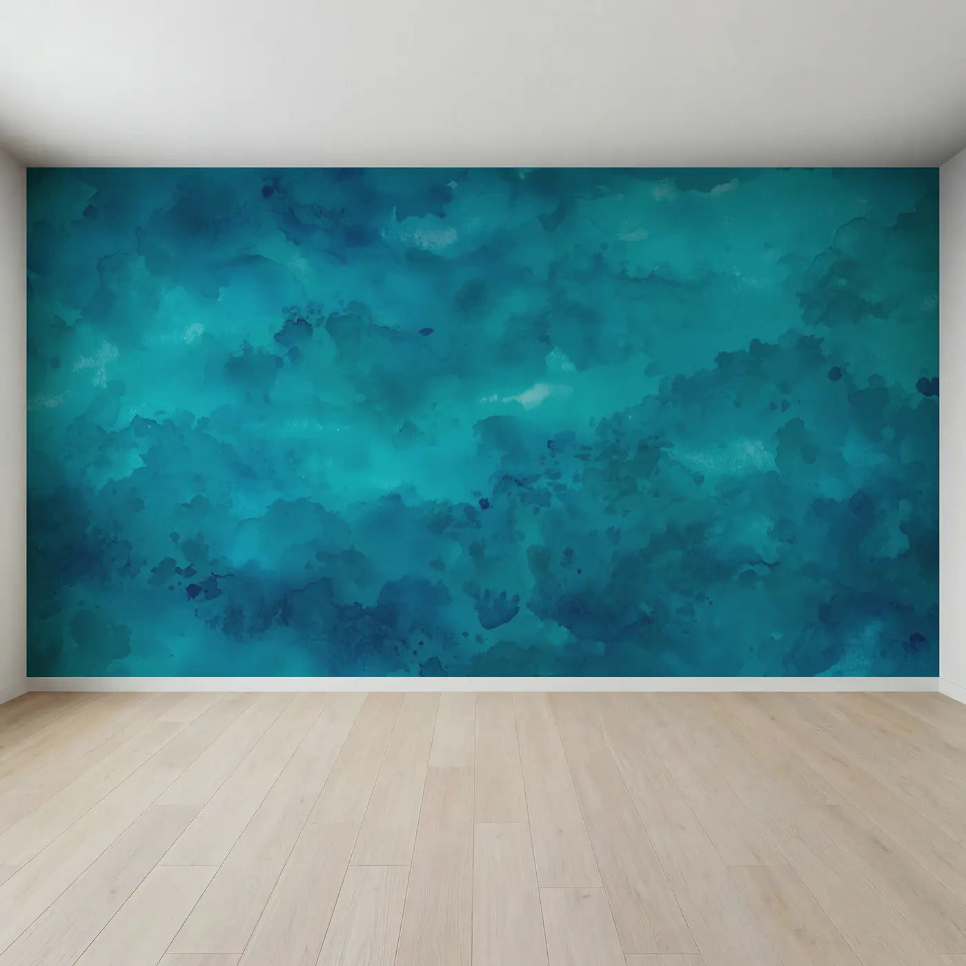 Full view of Deep Teal Color Field Wallpaper Mural by Whimsy Tots