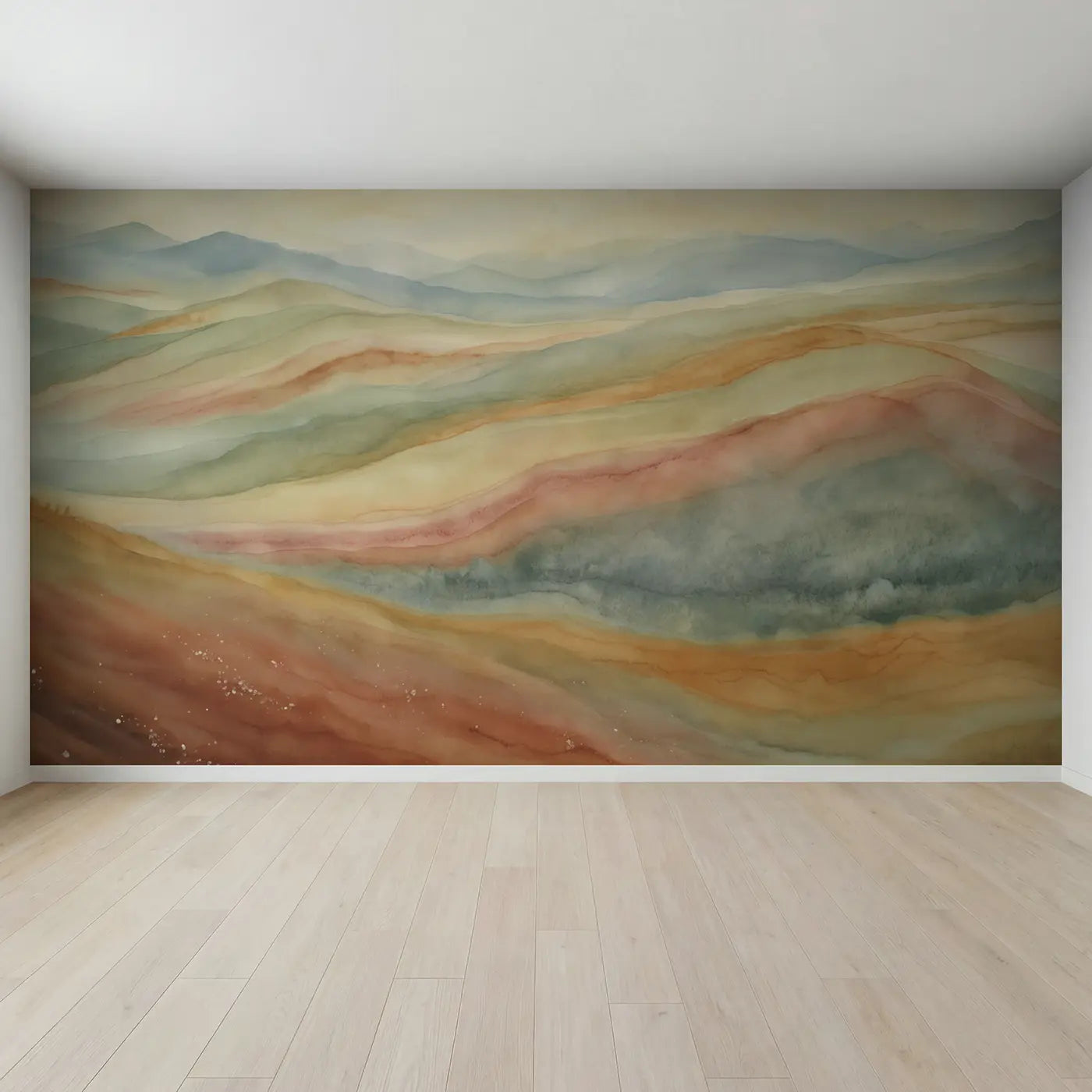 Full view of Layered Earth Abstract Wallpaper Mural by Whimsy Tots