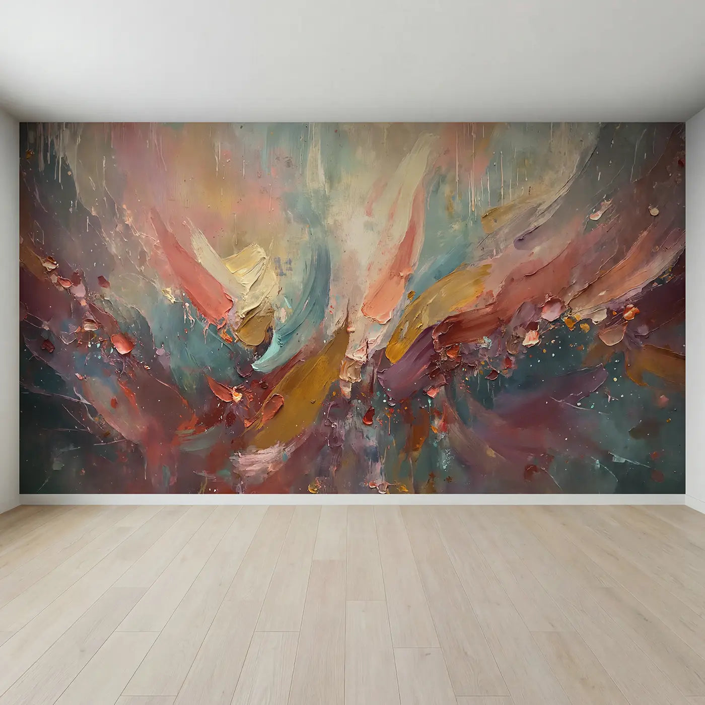 Full view of Dynamic Gestural Abstract Wallpaper Mural by Whimsy Tots