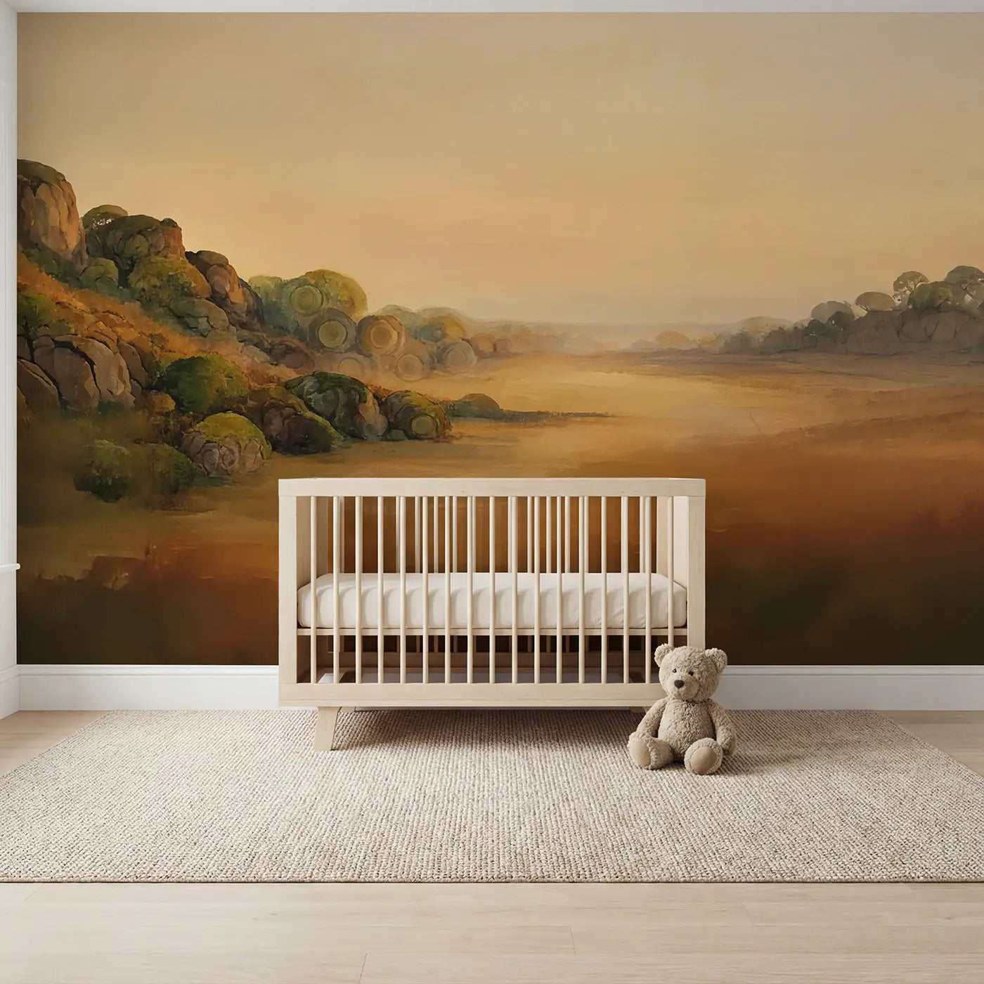 pastel abstract tree rings watercolor wallpaper mural for nursery by Whimsy Tots