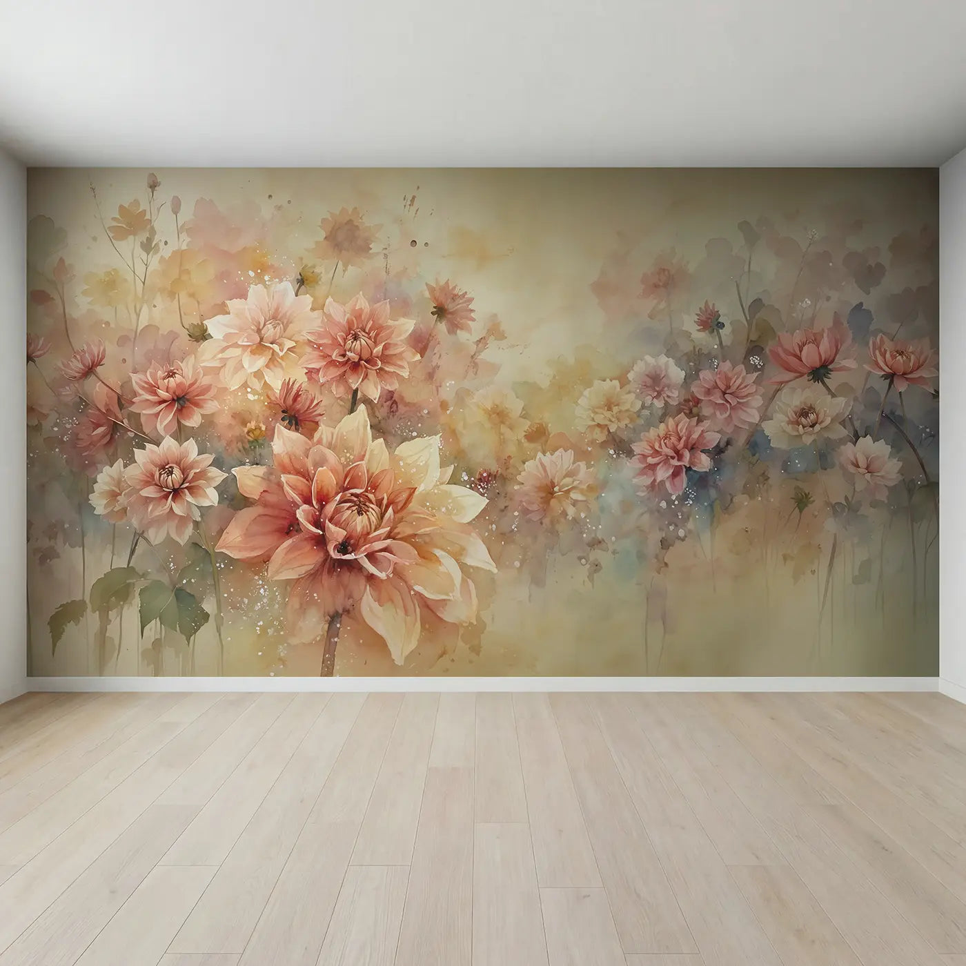 Full view of Abstract Dahlia Burst Wallpaper Mural by Whimsy Tots