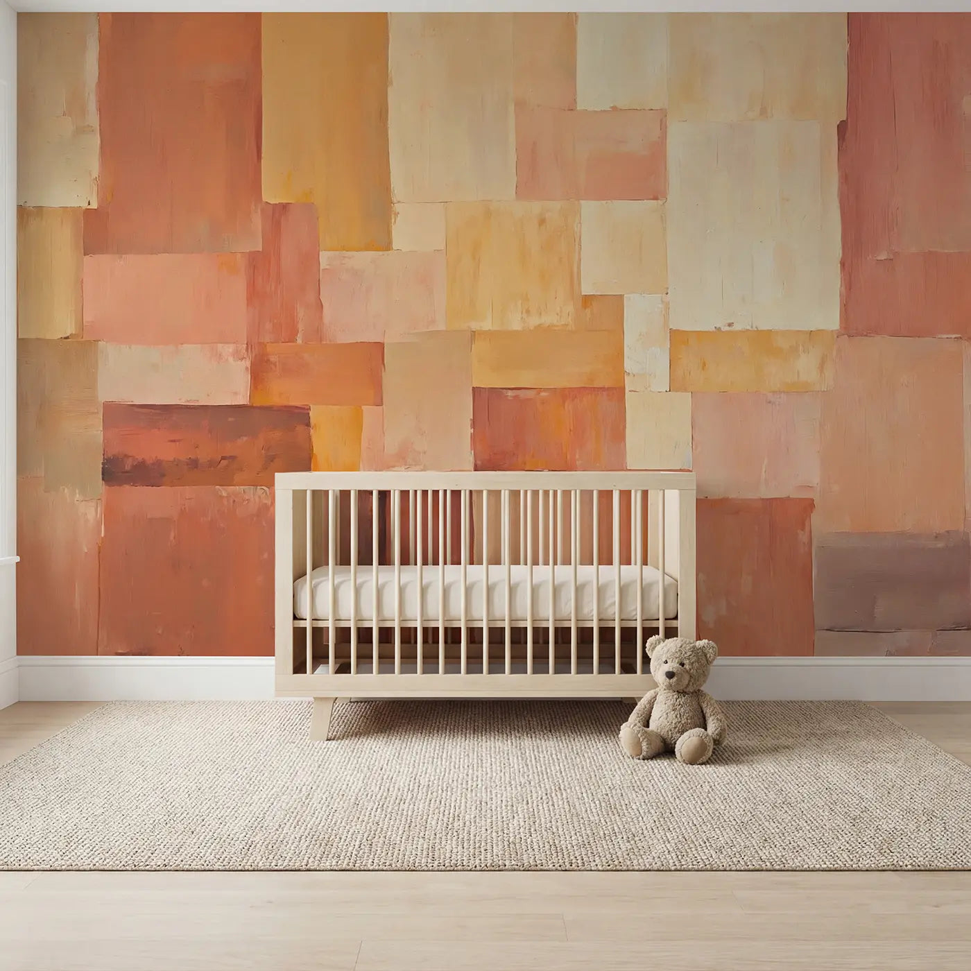 Painted brushstroke and gradient abstract wallpaper mural for nursery by Whimsy Tots