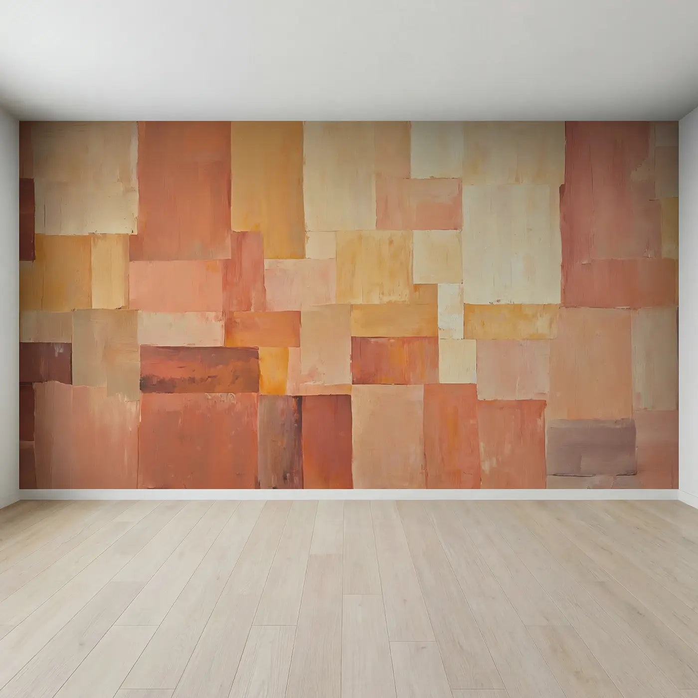 Full view of Warm Geometric Color Block Wallpaper Mural by Whimsy Tots
