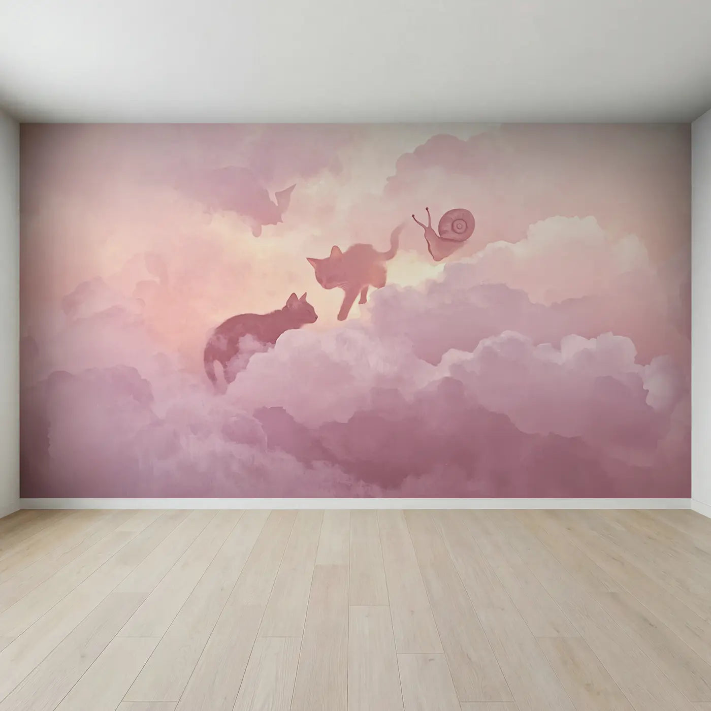 Full view of Hidden Shapes Pastel Abstract Wallpaper Mural by Whimsy Tots