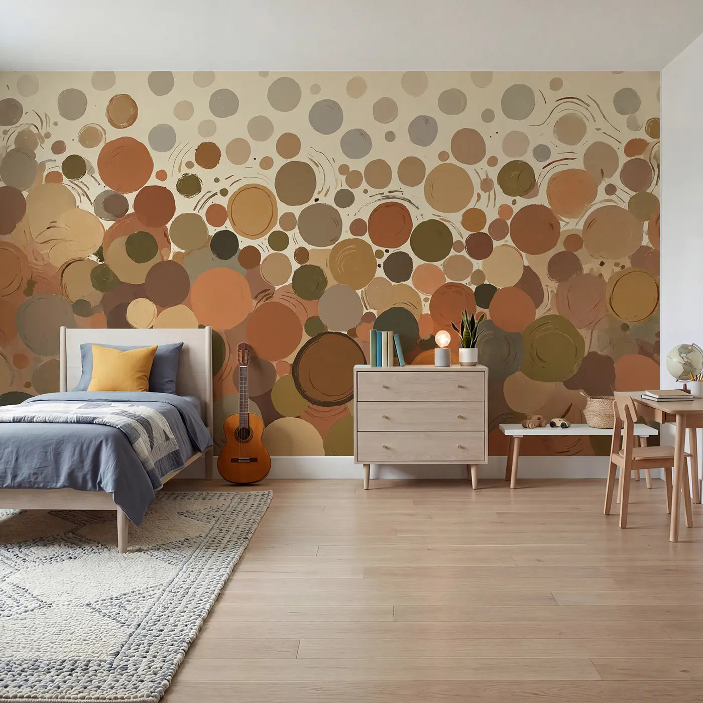 modern illustration wabi sabi abstract mural for boys room by Whimsy Tots