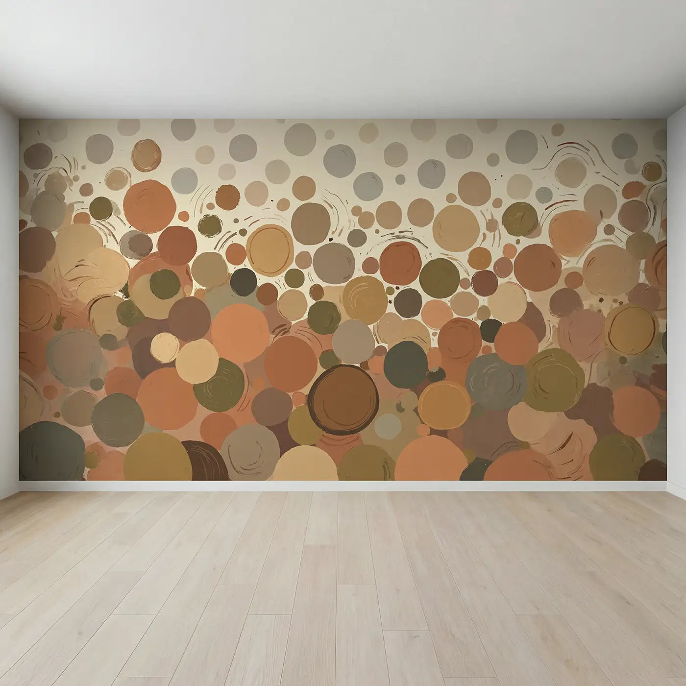 Full view of Wabi Sabi Earth Circle Abstract Wallpaper Mural by Whimsy Tots