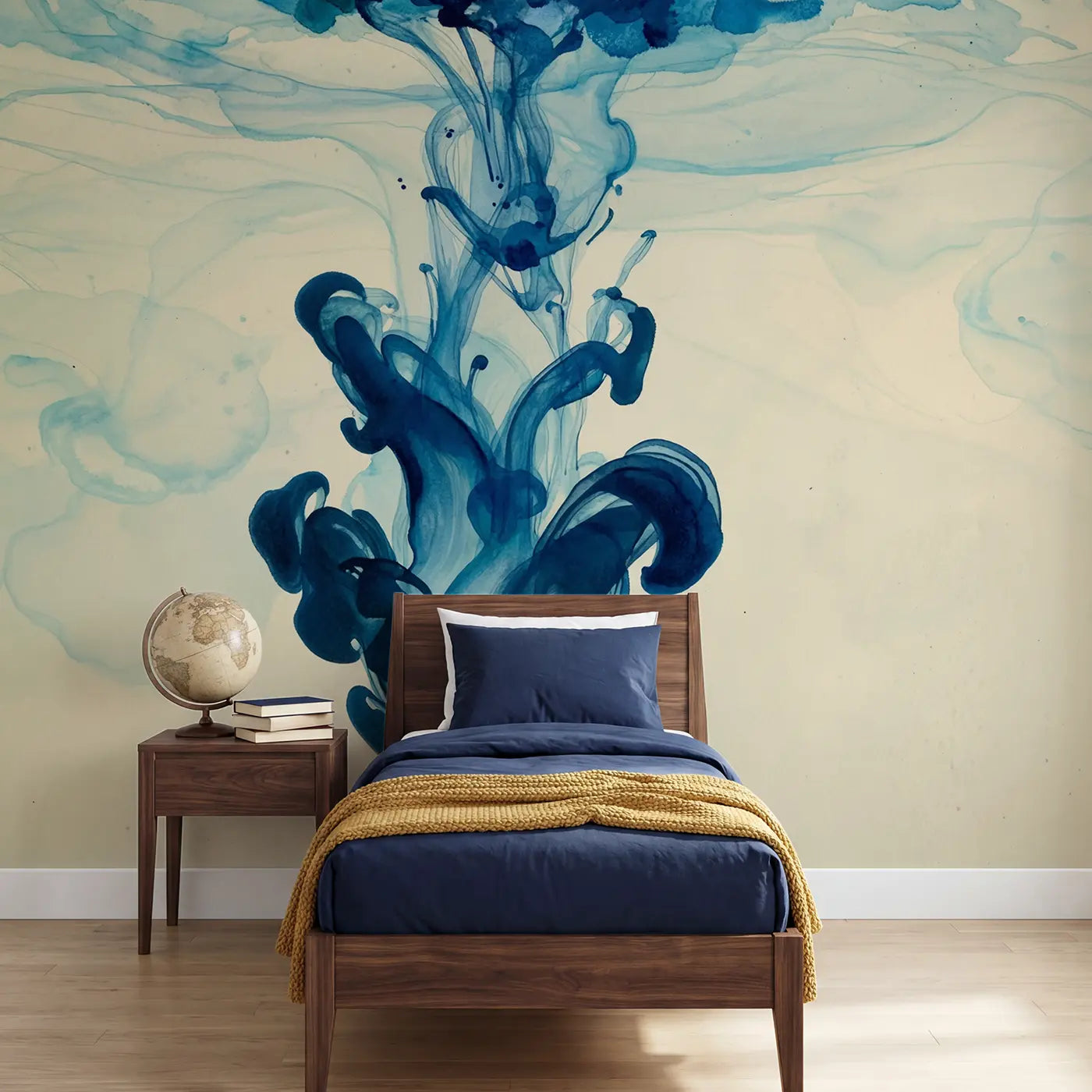 Watercolor ink bloom abstract wallpaper mural for kids room by Whimsy Tots