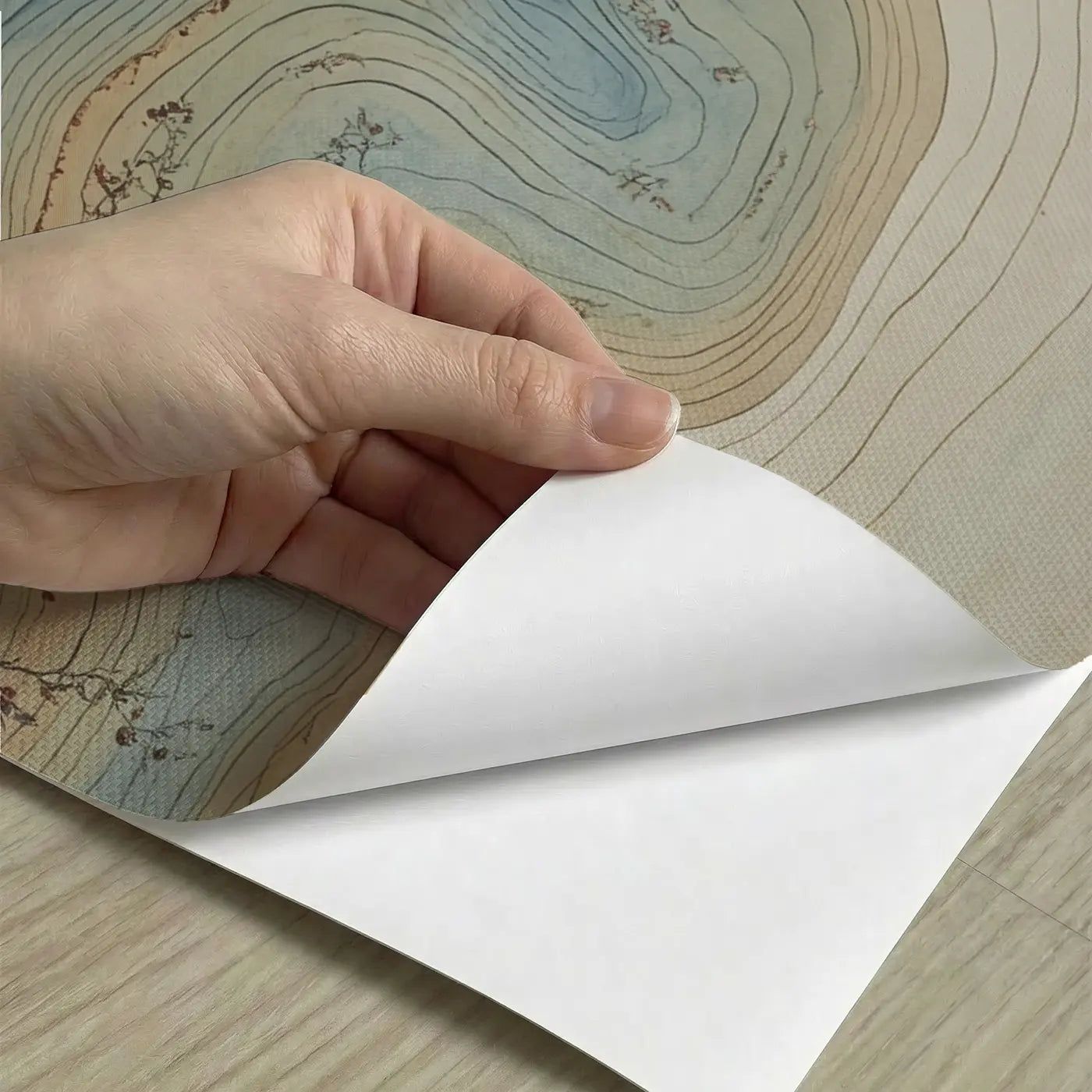 Peel-and-stick detail of Topographic Contour Landscape Wallpaper Mural by Whimsy Tots