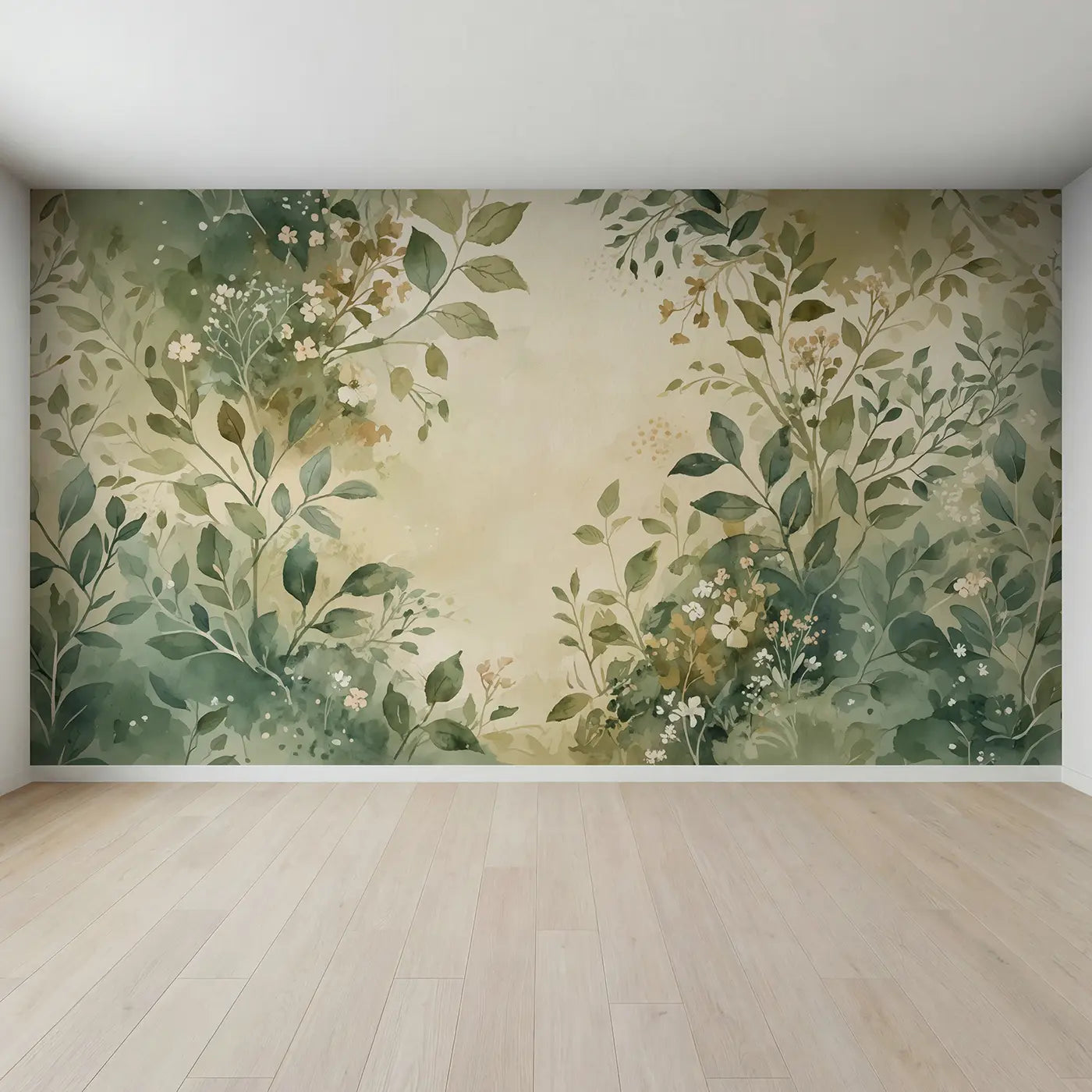 Full view of Botanical Frame Abstract Wallpaper Mural by Whimsy Tots