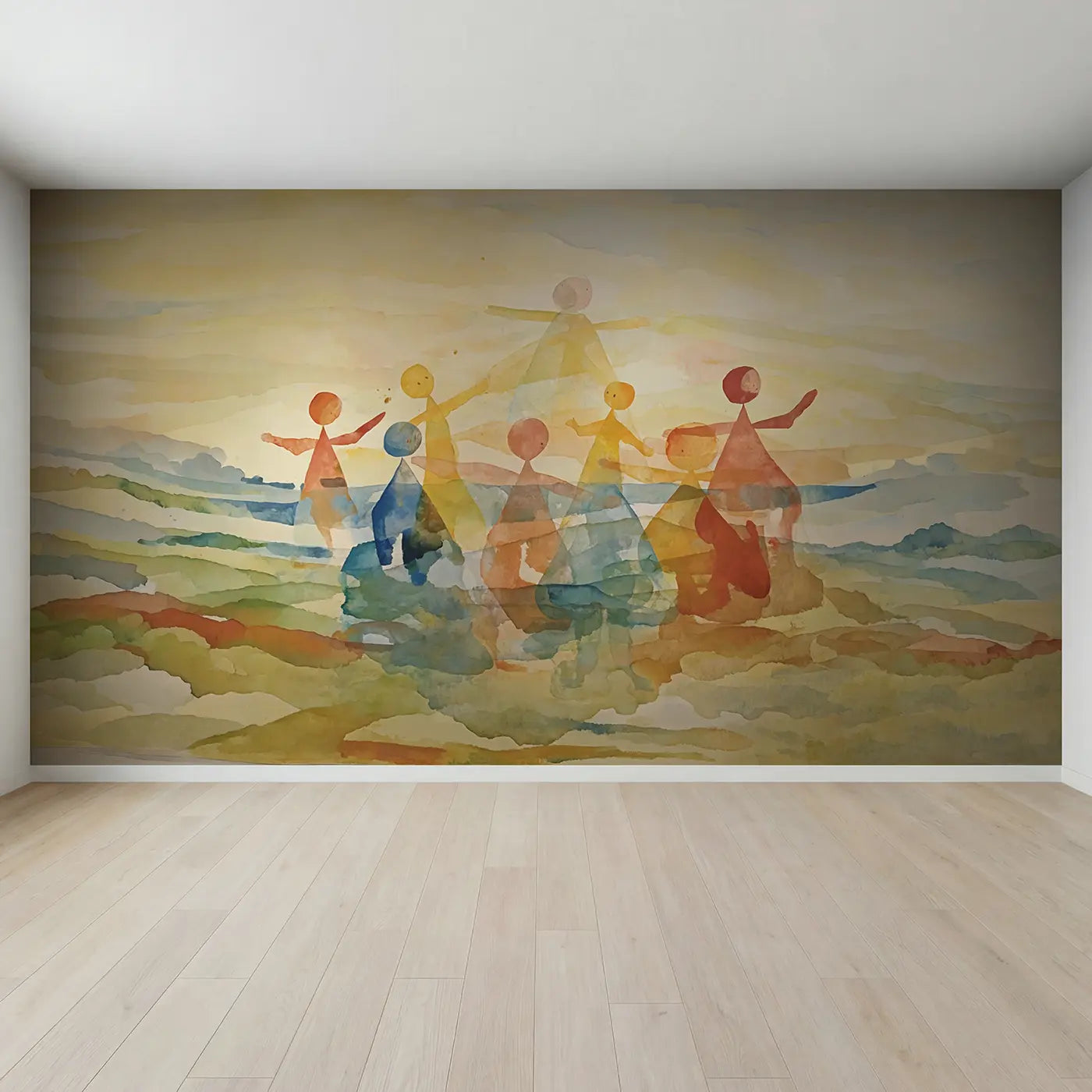 Full view of Multiple Color Washes Overlapping Wallpaper Mural by Whimsy Tots