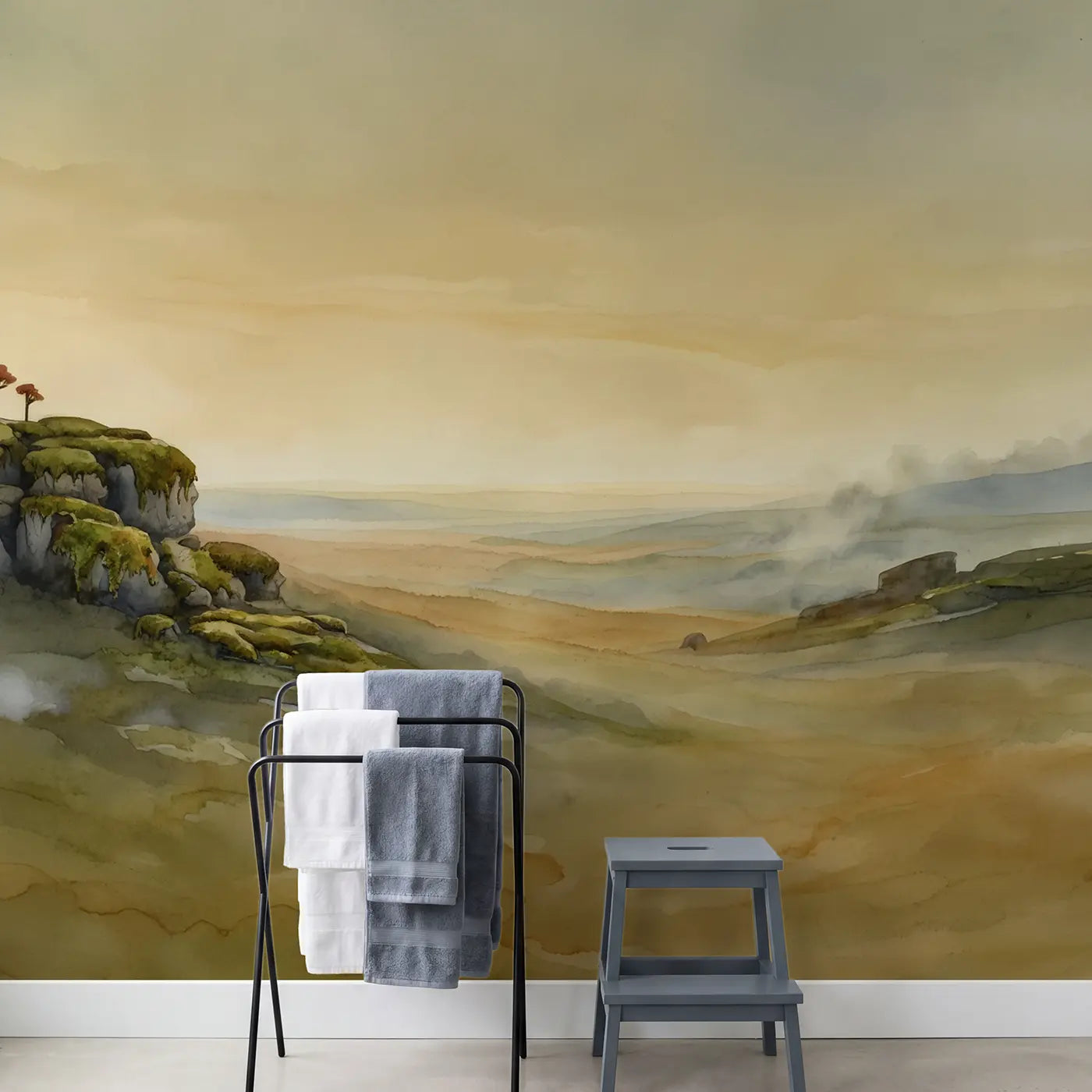 Horizon Line Abstract Earth Wallpaper Mural in playroom setting by Whimsy Tots