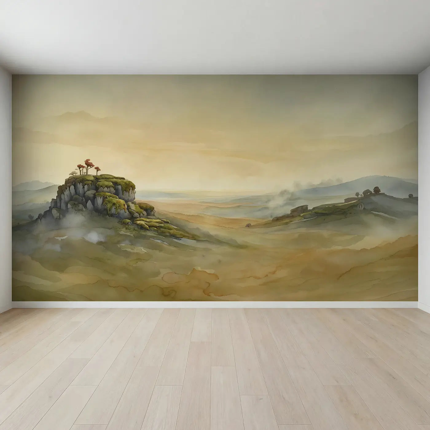 Full view of Horizon Line Abstract Earth Wallpaper Mural by Whimsy Tots