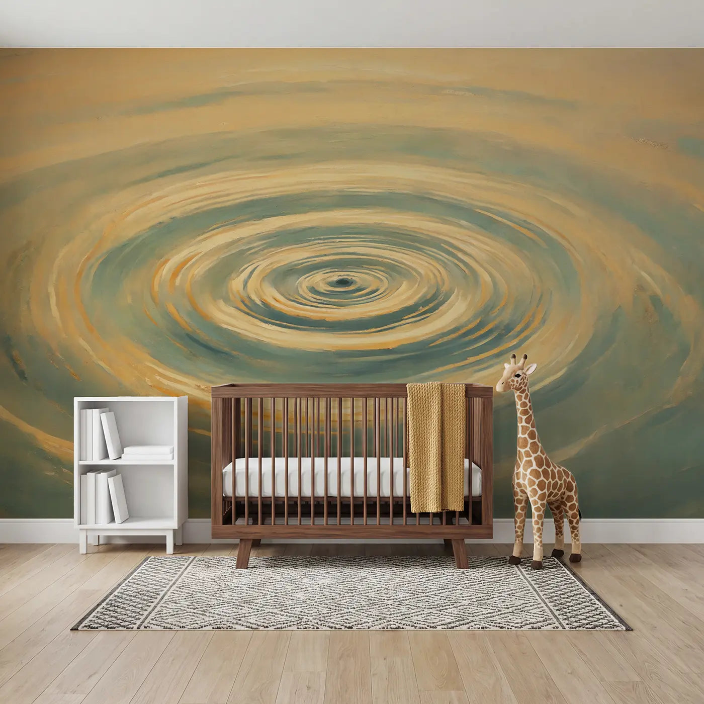Painted Landscape abstract pond color wash wallpaper mural for nursery by Whimsy Tots